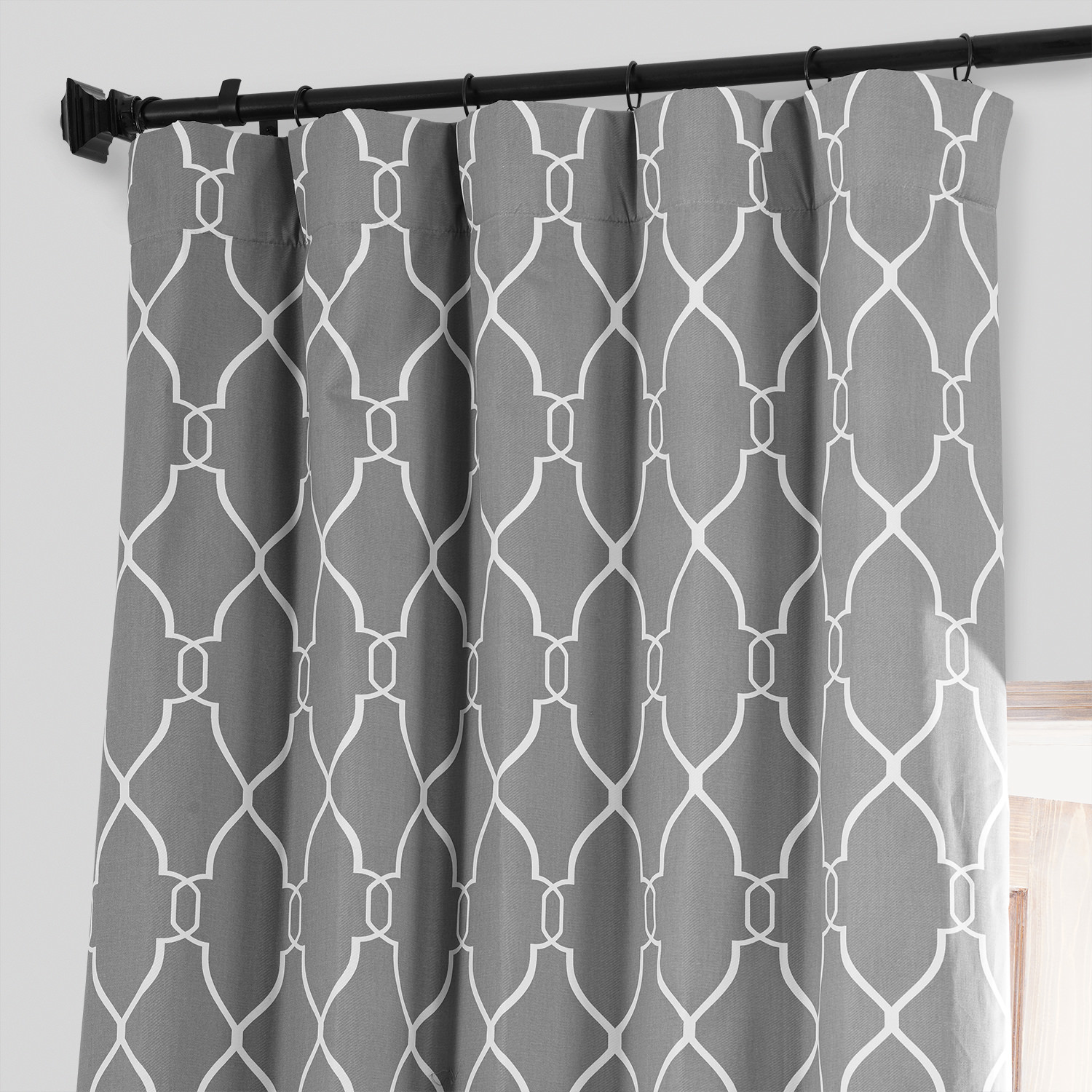 Aiden Gray Printed Cotton Hotel Blackout Curtain