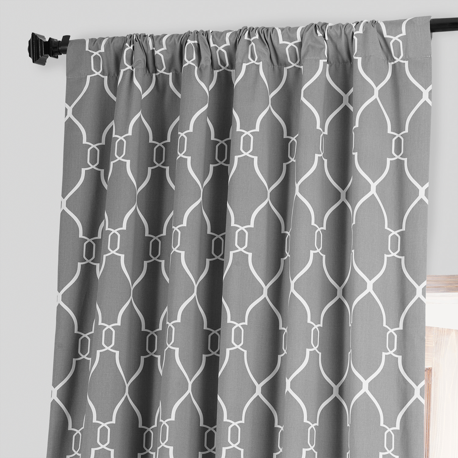 Aiden Gray Printed Cotton Hotel Blackout Curtain