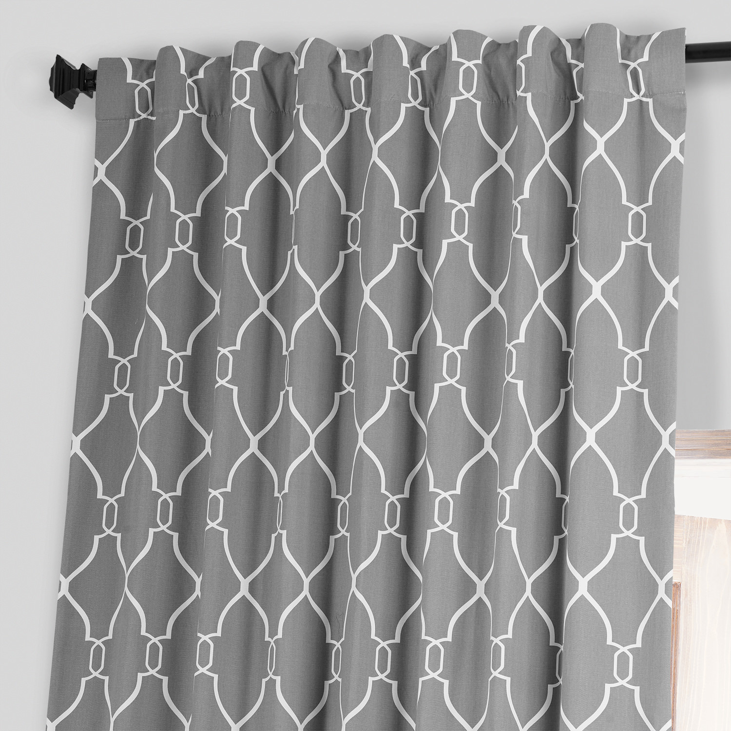 Aiden Gray Printed Cotton Hotel Blackout Curtain