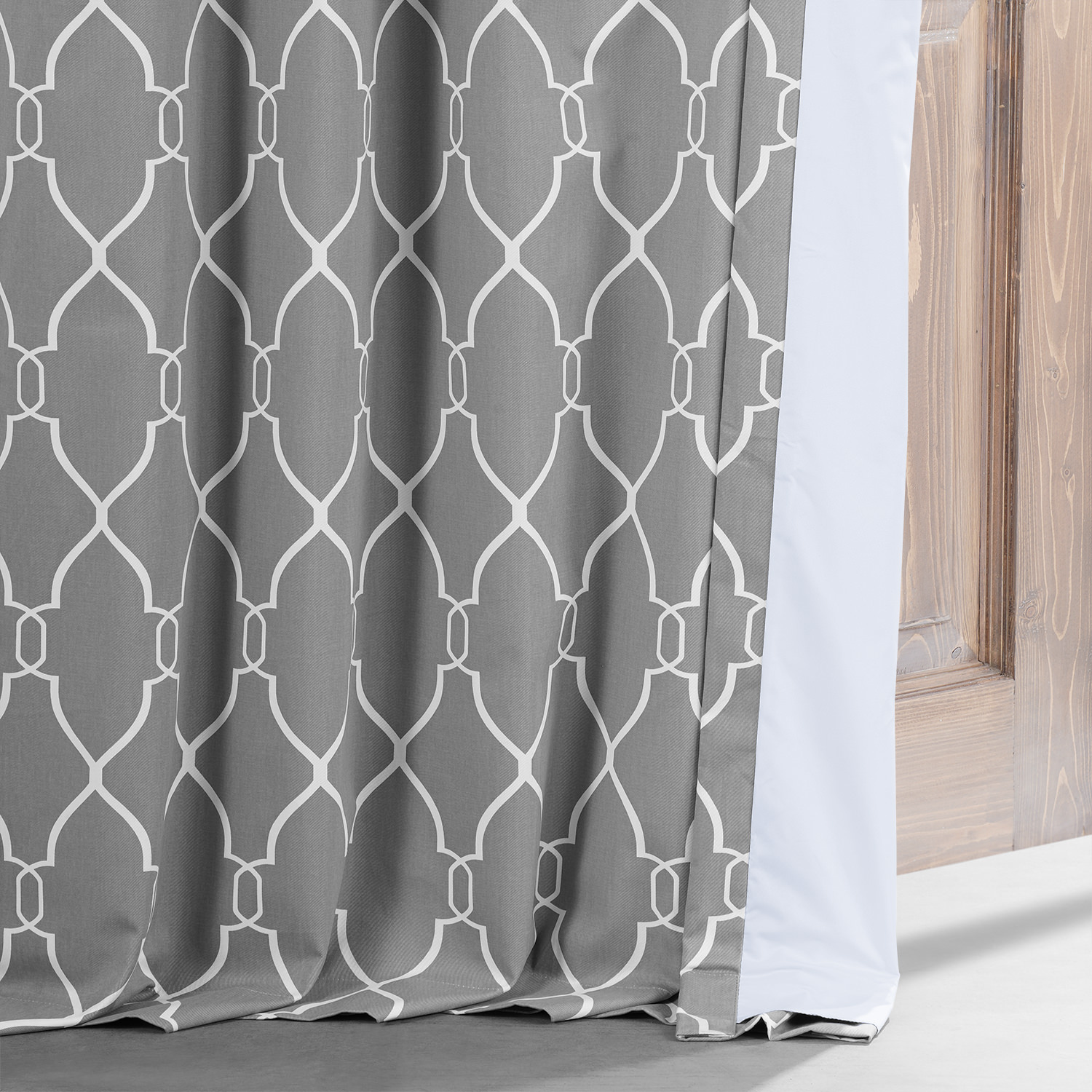 Aiden Gray Printed Cotton Hotel Blackout Curtain