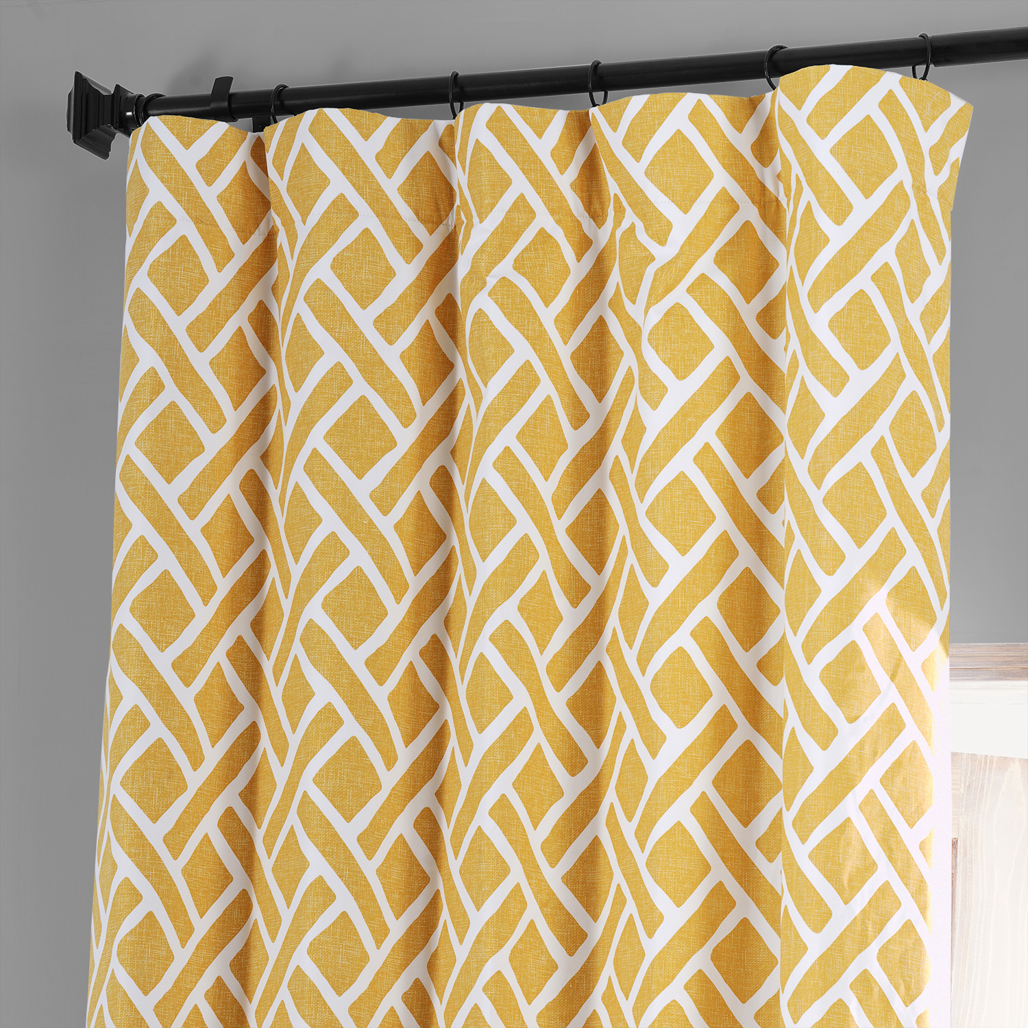 Martinique Yellow Printed Cotton Hotel Blackout Curtain