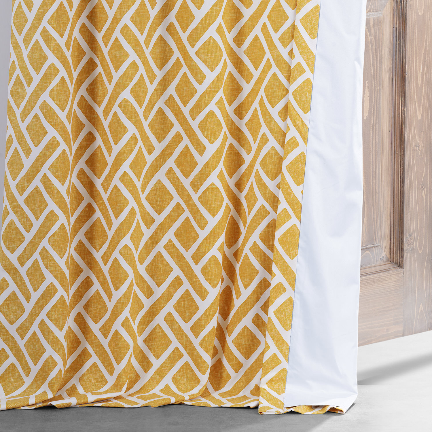 Martinique Yellow Printed Cotton Hotel Blackout Curtain