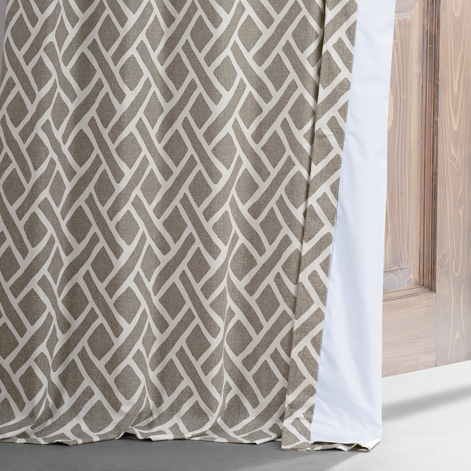 Martinique Taupe Printed Cotton Hotel Blackout Curtain