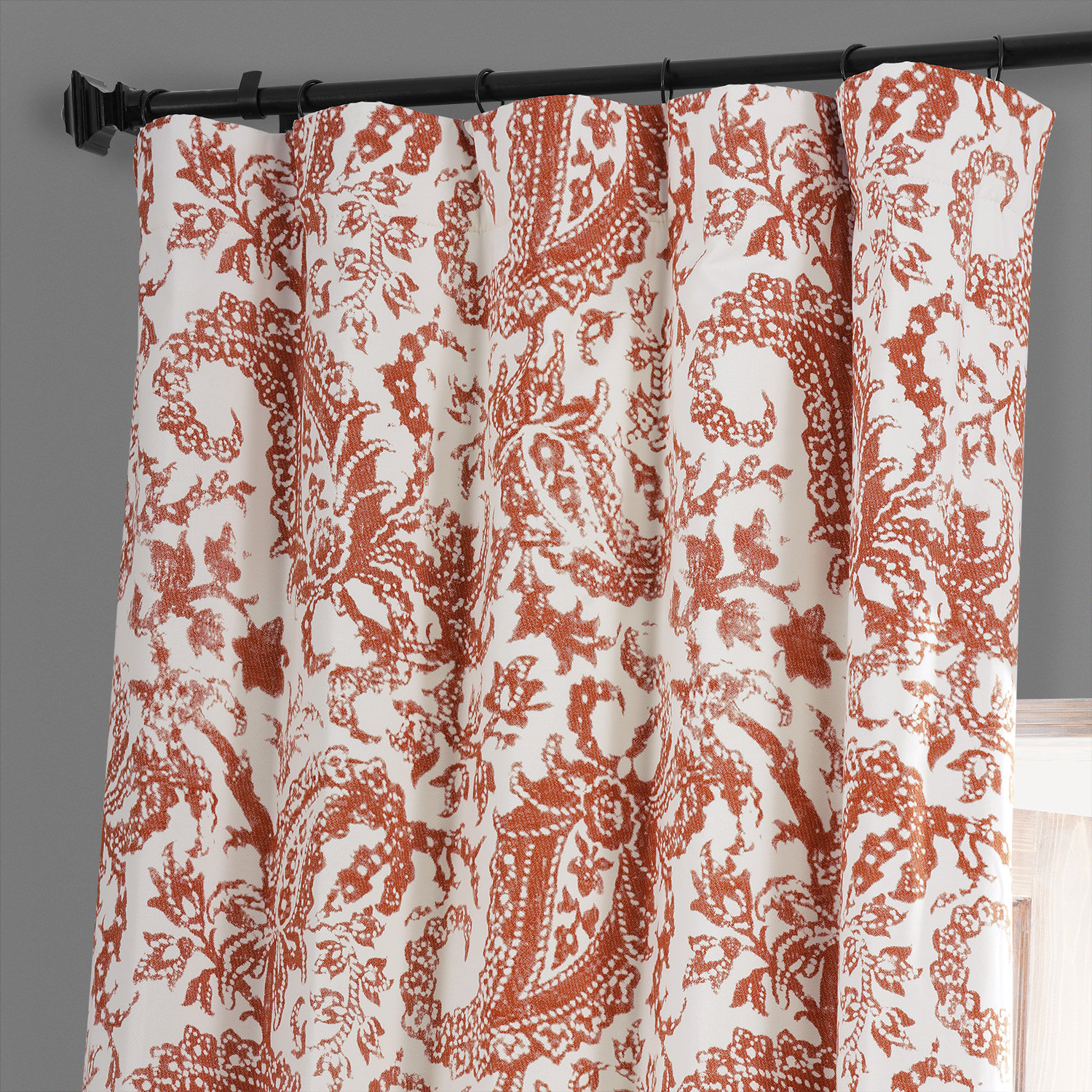 Edina Rust Printed Cotton Hotel Blackout Curtain