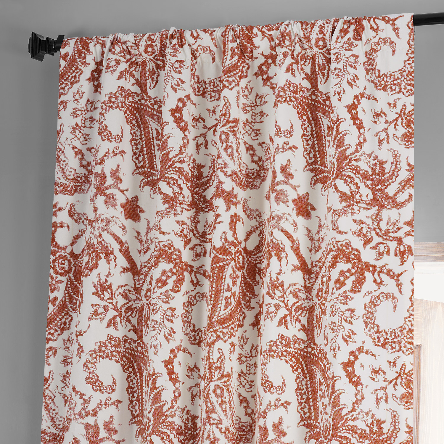 Edina Rust Printed Cotton Hotel Blackout Curtain