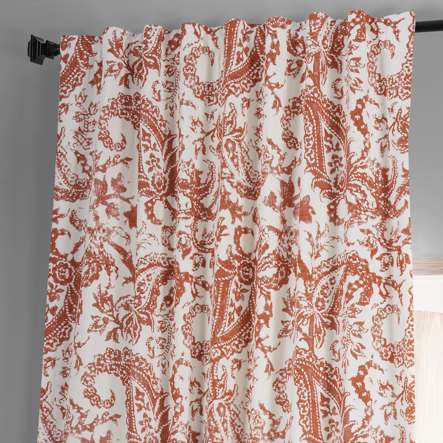 Edina Rust Printed Cotton Hotel Blackout Curtain