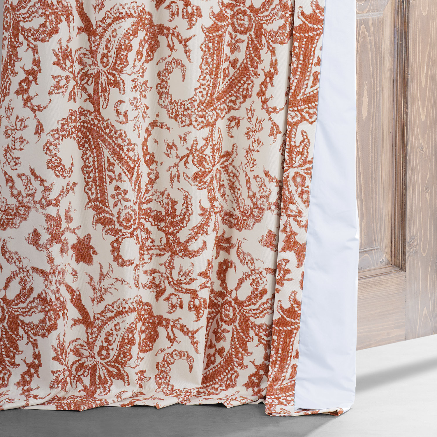 Edina Rust Printed Cotton Hotel Blackout Curtain