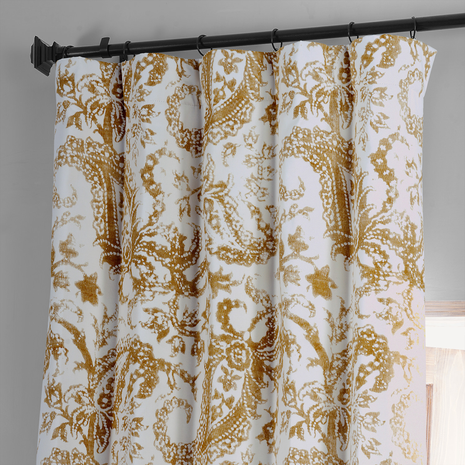 Edina Yellow Printed Cotton Hotel Blackout Curtain