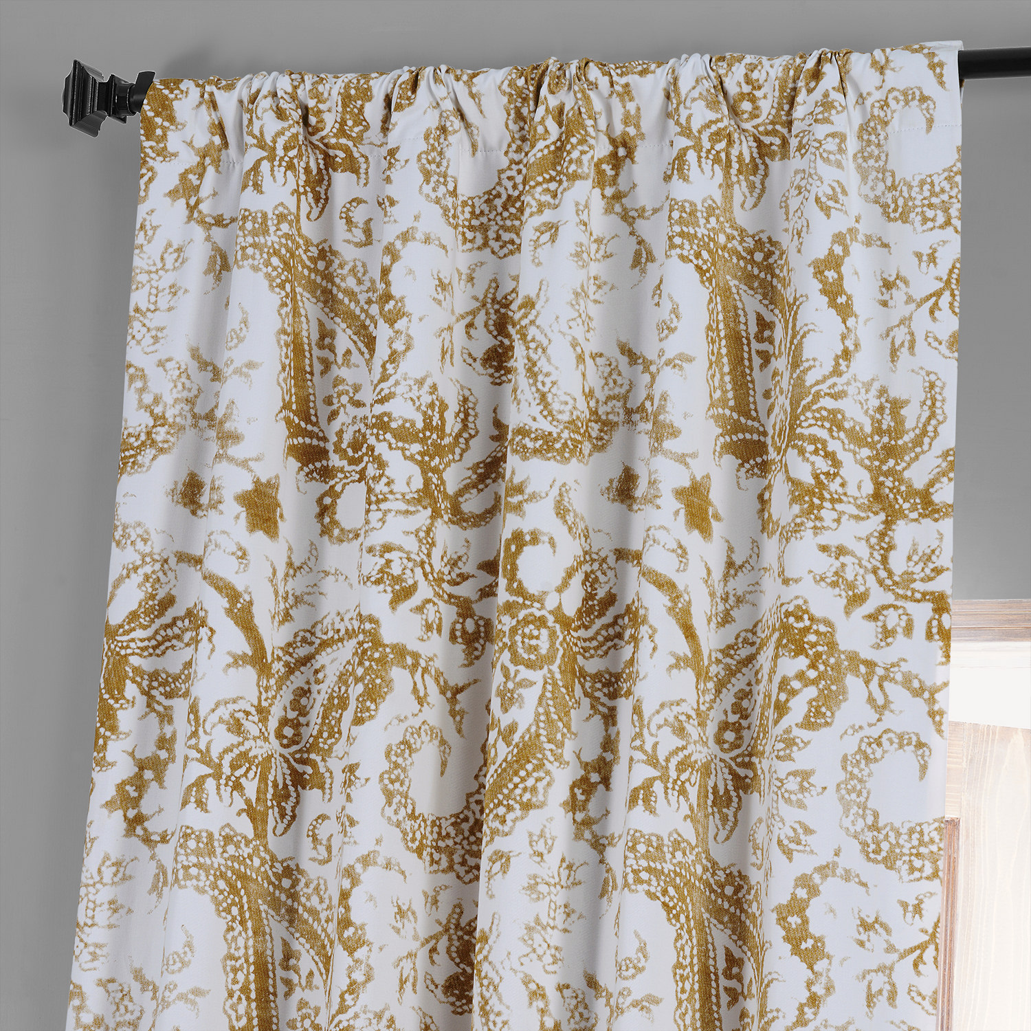 Edina Yellow Printed Cotton Hotel Blackout Curtain