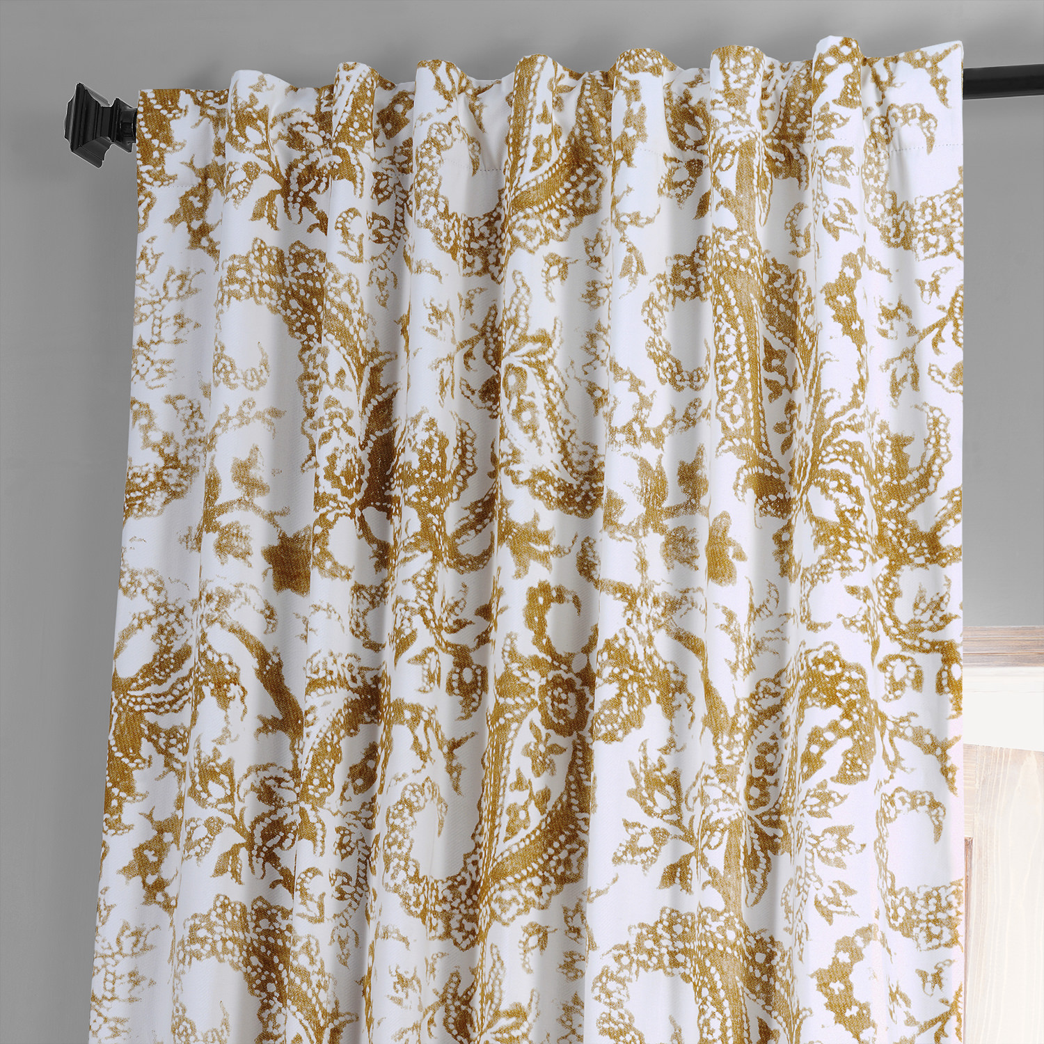 Edina Yellow Printed Cotton Hotel Blackout Curtain