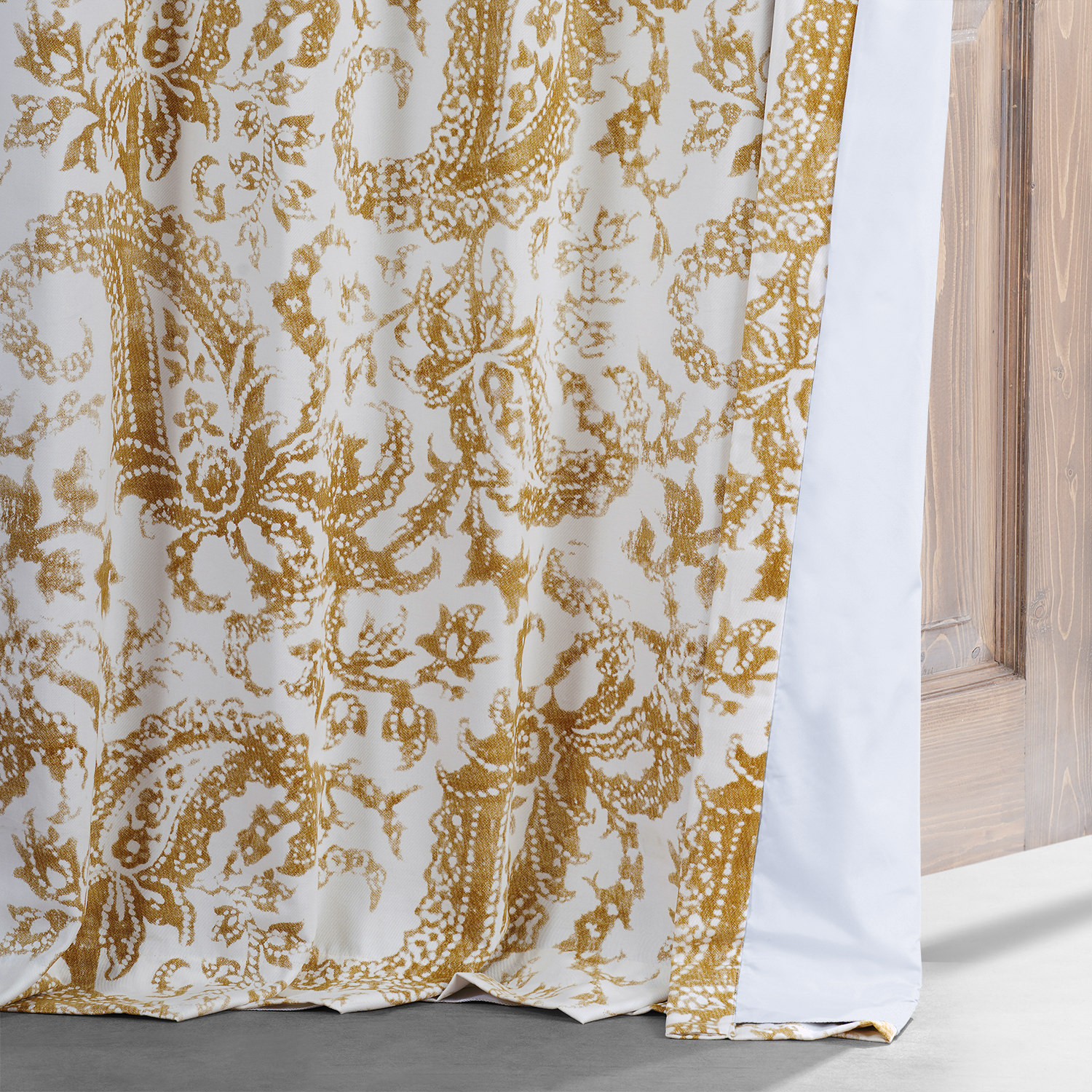 Edina Yellow Printed Cotton Hotel Blackout Curtain