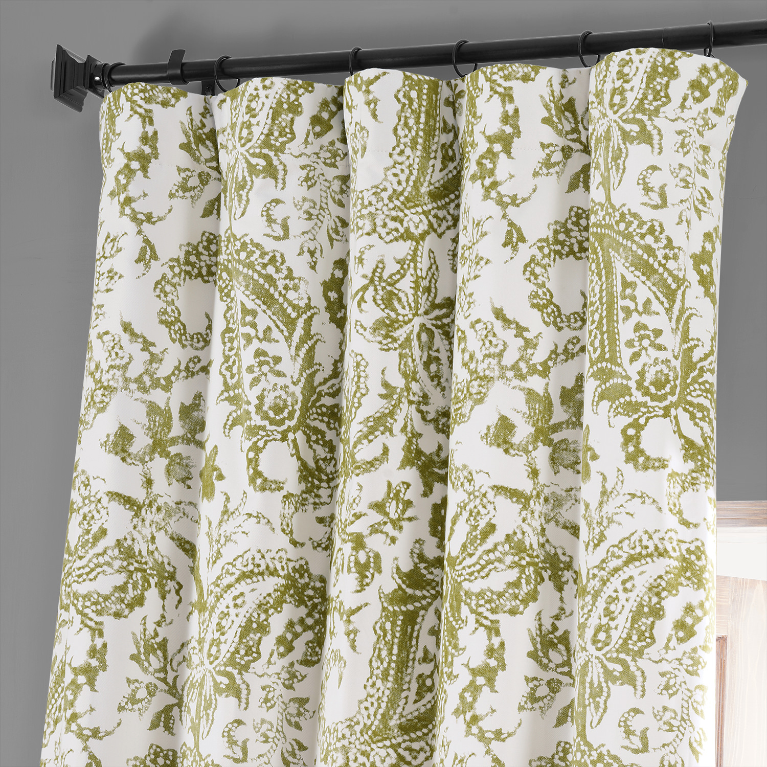 Edina Green Printed Cotton Hotel Blackout Curtain