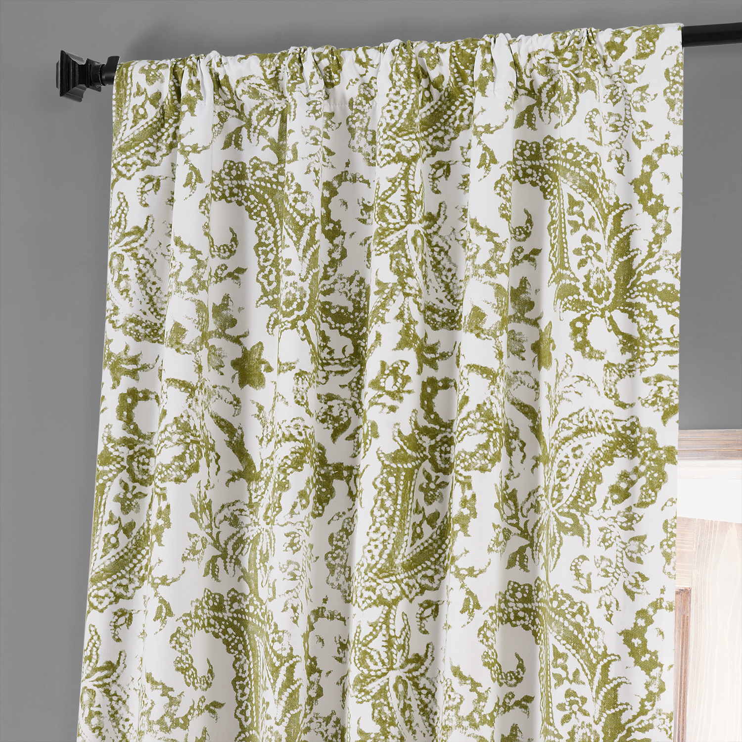 Edina Green Printed Cotton Hotel Blackout Curtain