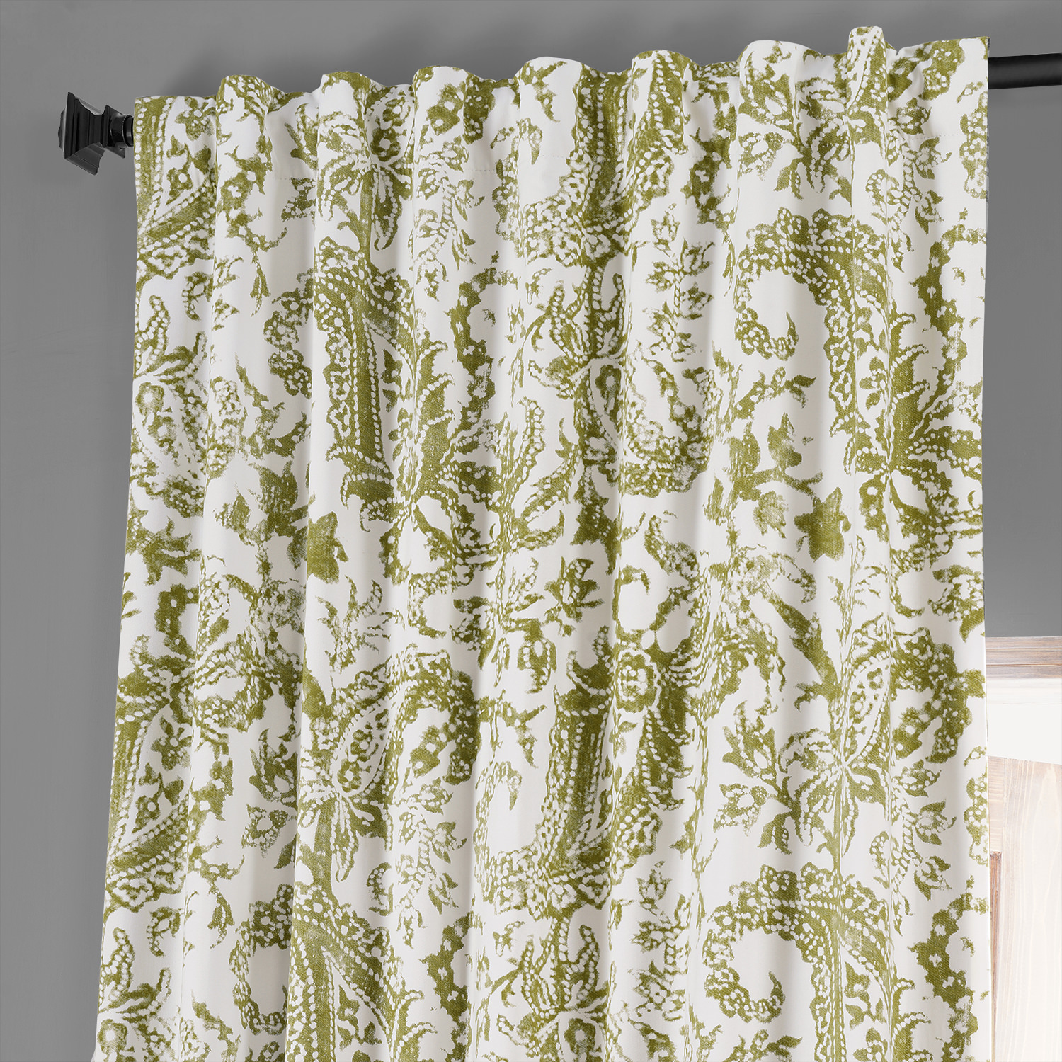 Edina Green Printed Cotton Hotel Blackout Curtain