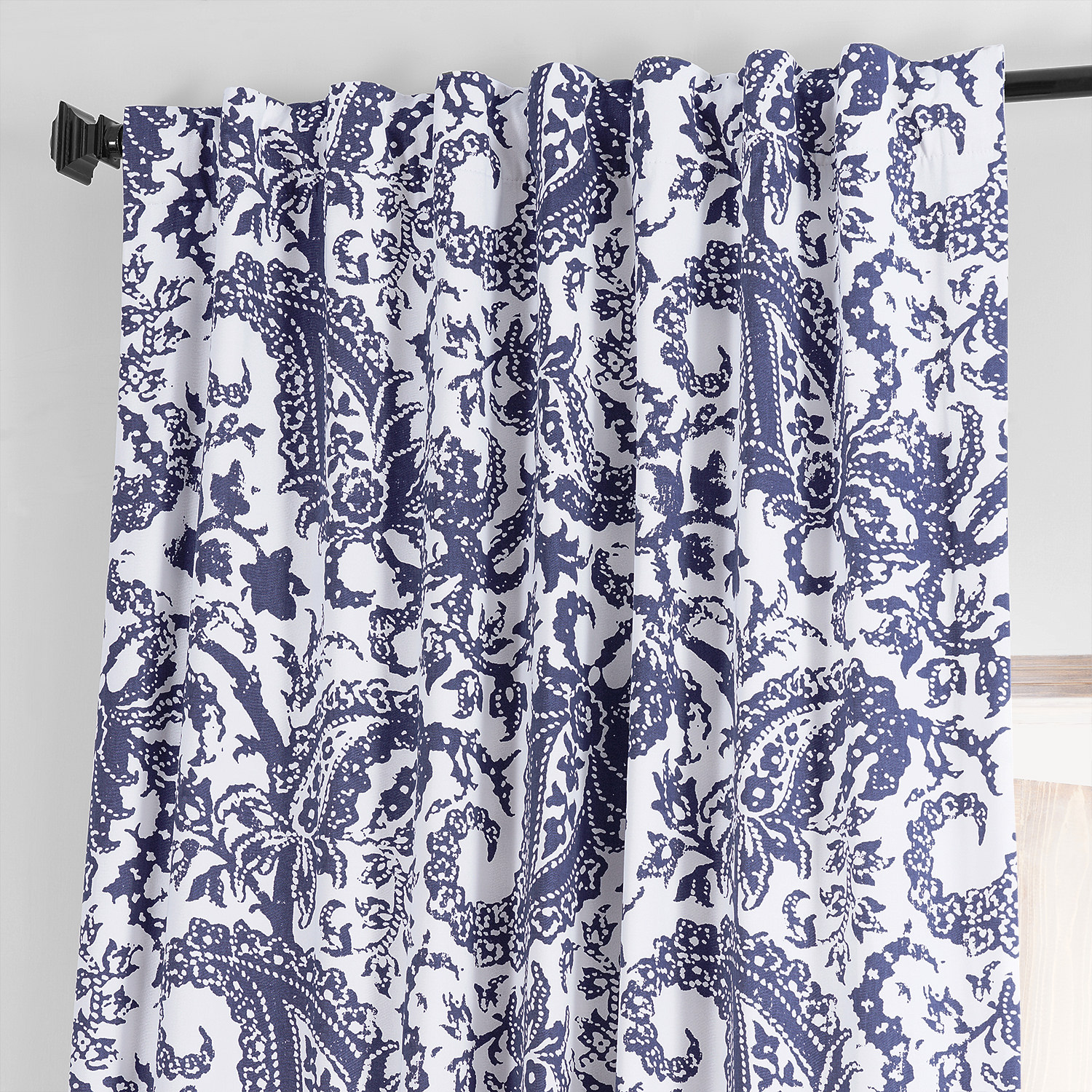 Edina Blue Printed Cotton Hotel Blackout Curtain