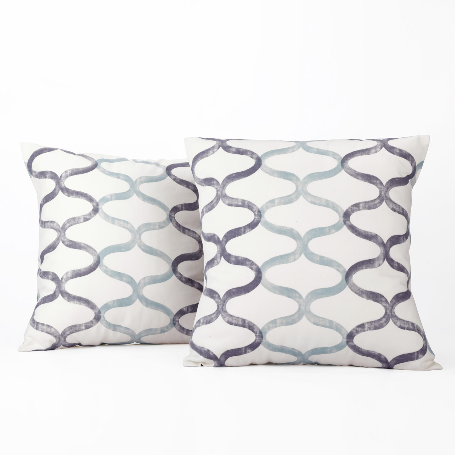 Illusions Aqua Blue Printed Cotton Cushion Covers - PAIR