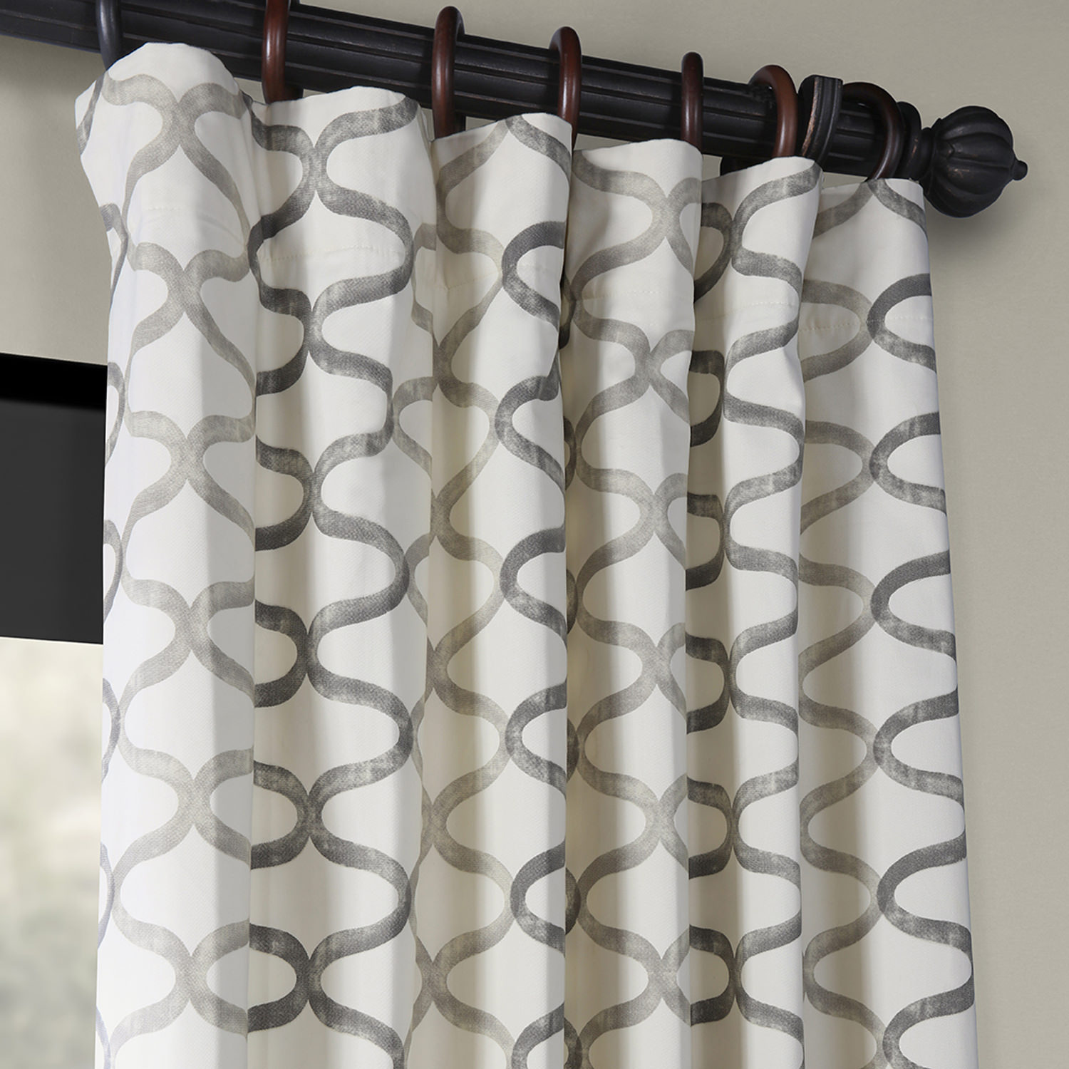 Illusions Silver Grey Printed Cotton Curtain