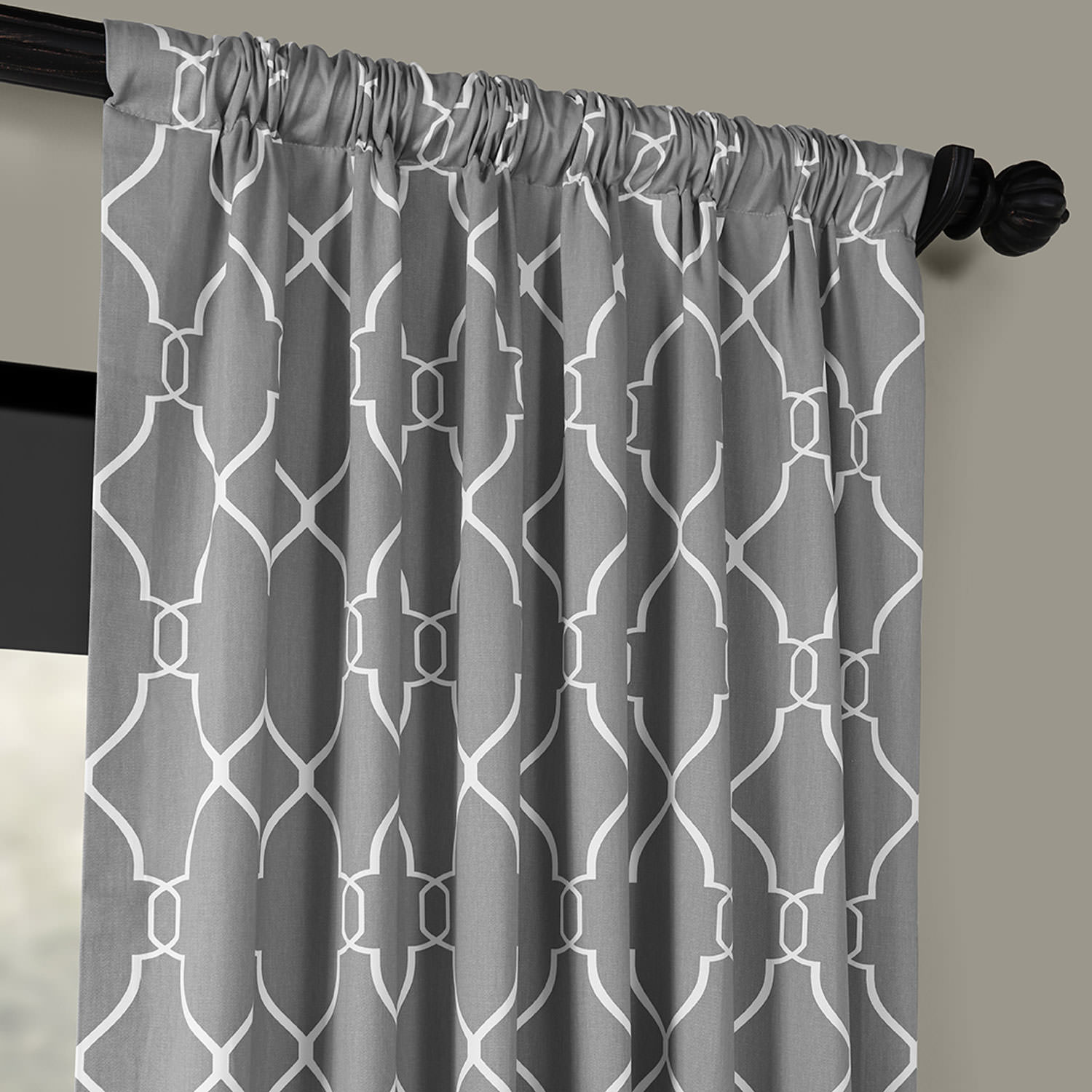 Aiden Gray Printed Cotton Curtain