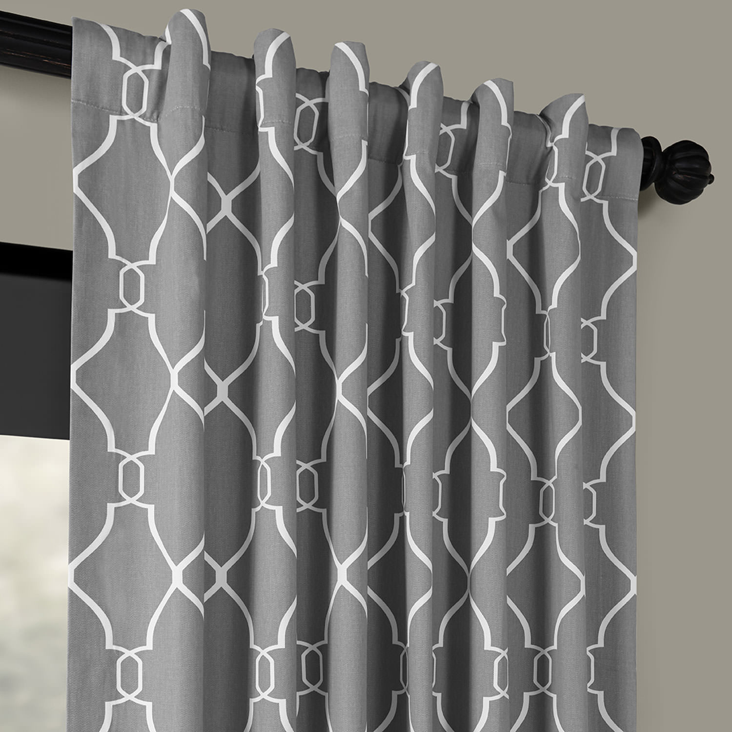 Aiden Gray Printed Cotton Curtain