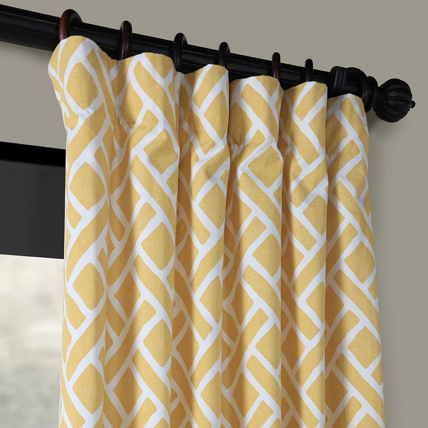 Martinique Yellow Printed Cotton Curtain