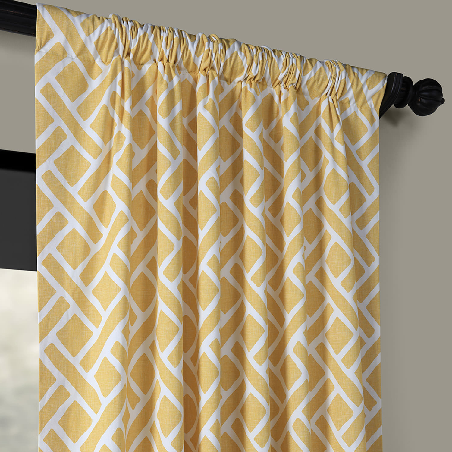 Martinique Yellow Printed Cotton Curtain