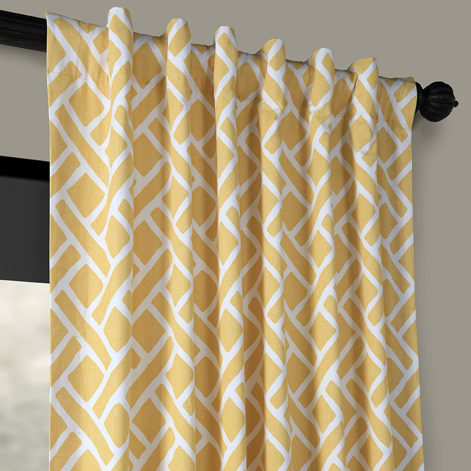 Martinique Yellow Printed Cotton Curtain