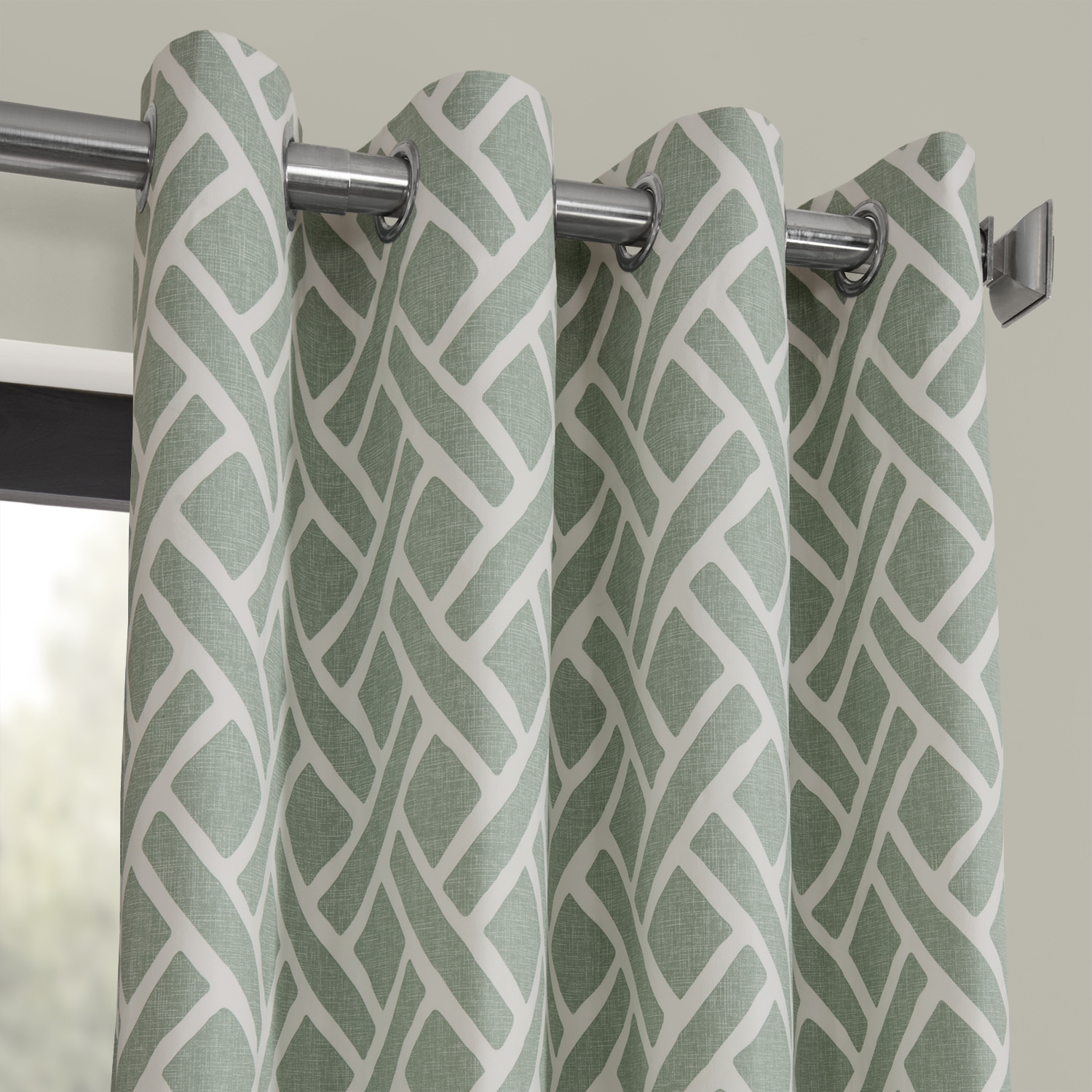 Martinique Aqua Grommet Printed Cotton Curtain