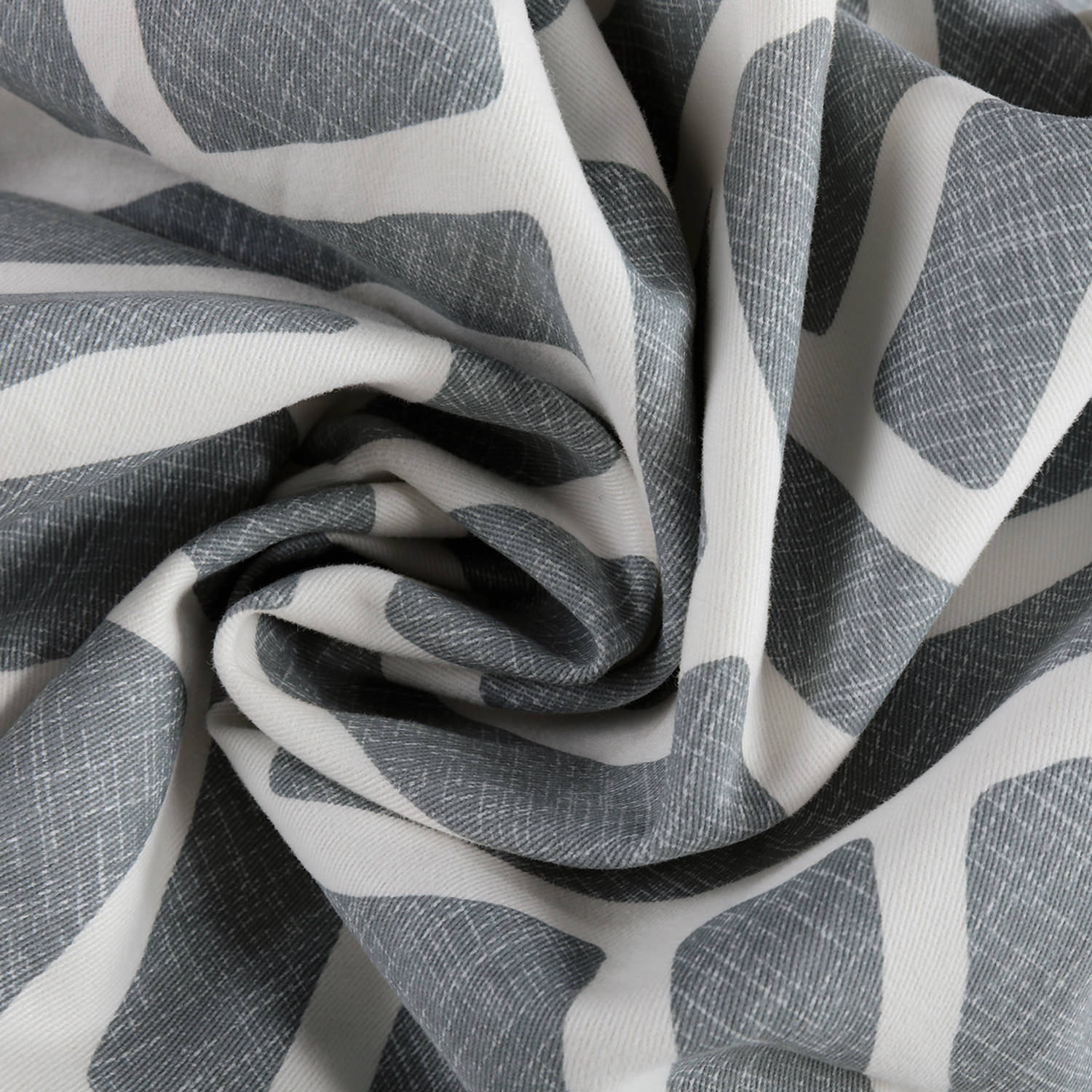 Martinique Grey Grommet Printed Cotton Curtain