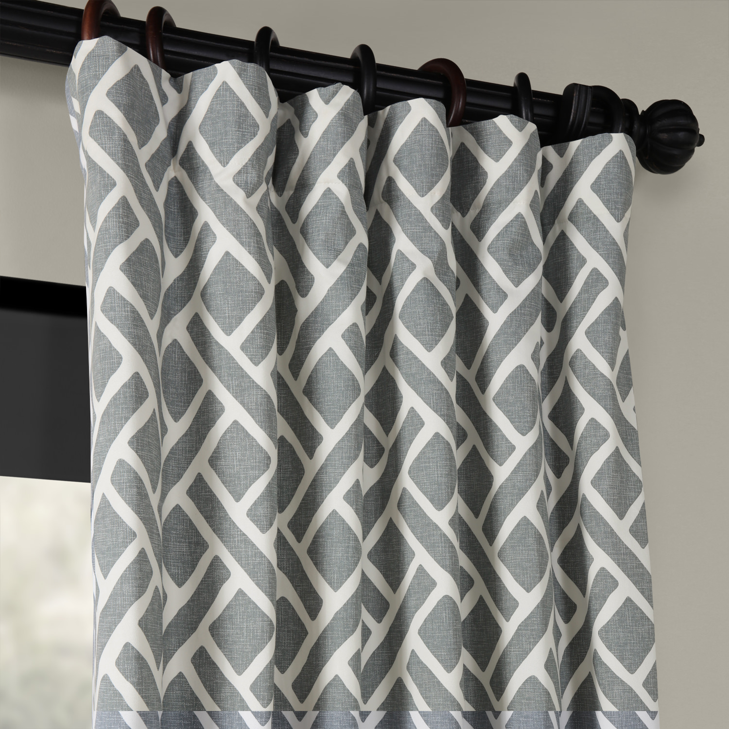 Martinique Grey Printed Cotton Curtain