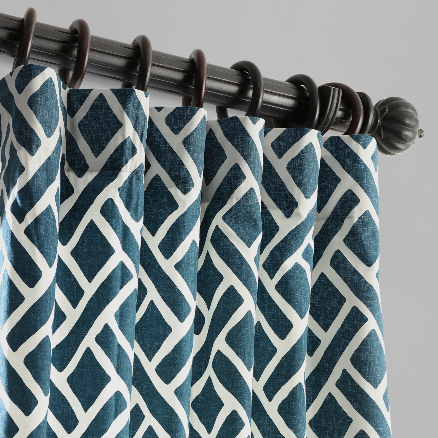 Martinique Blue Printed Cotton Curtain