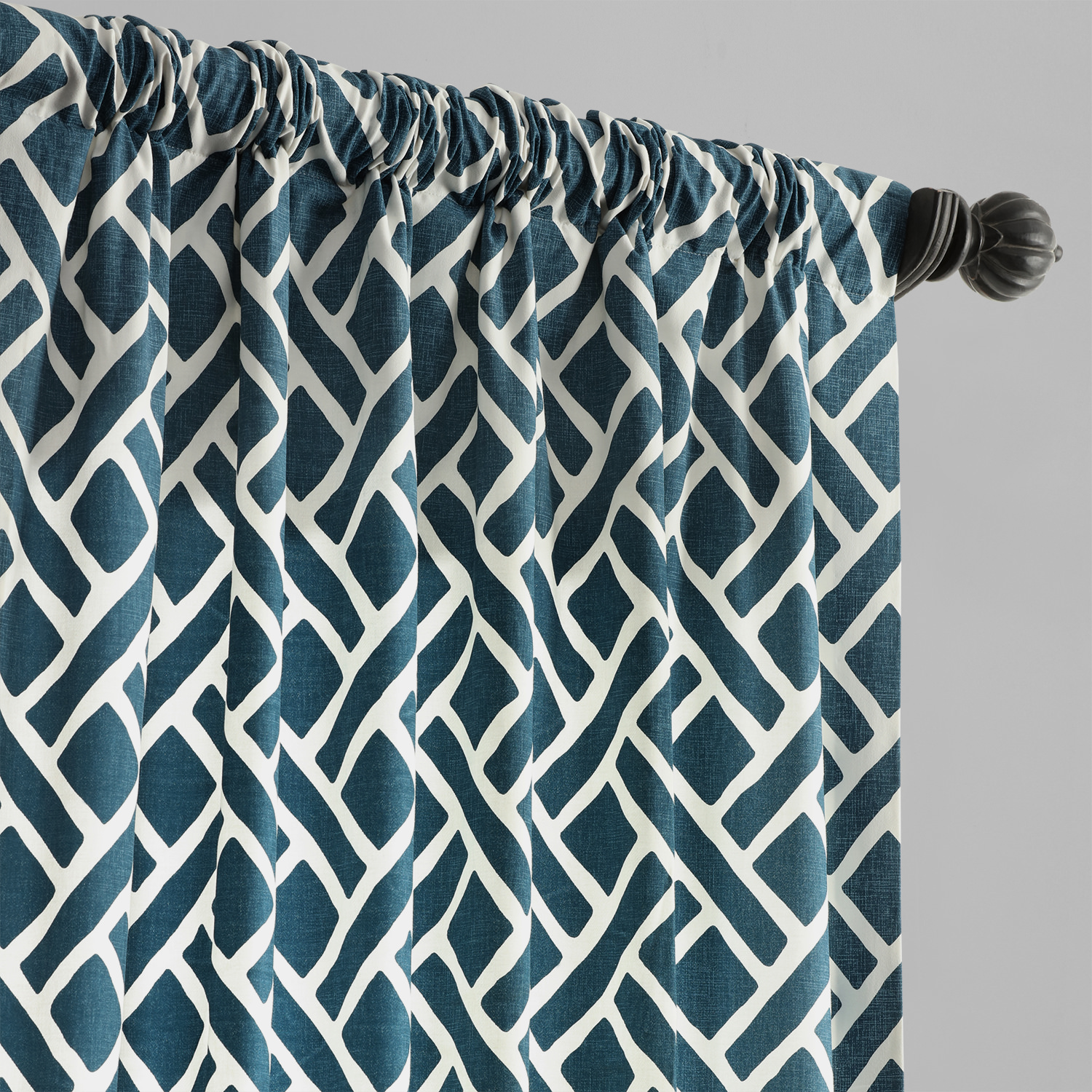 Martinique Blue Printed Cotton Curtain