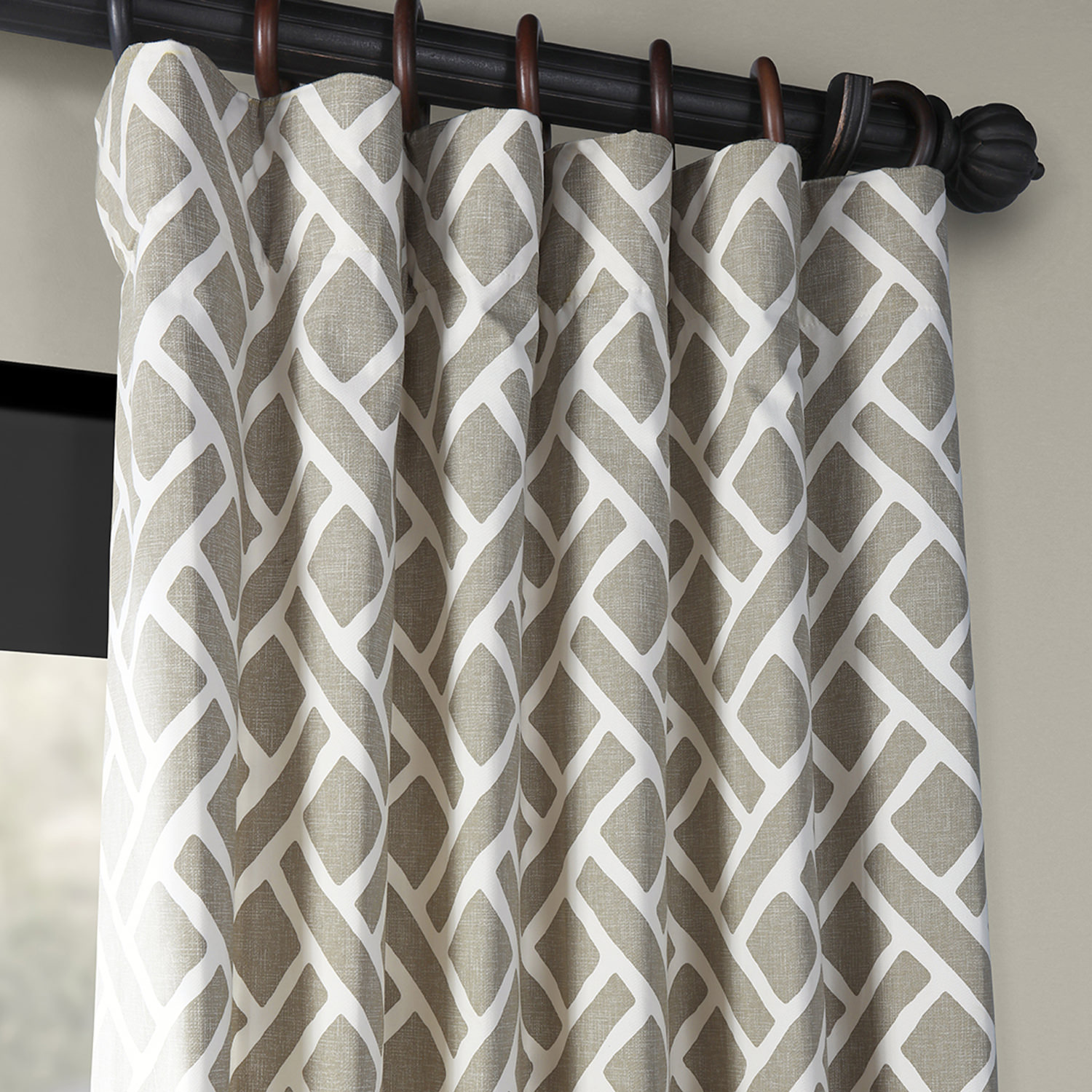 Martinique Taupe Printed Cotton Curtain