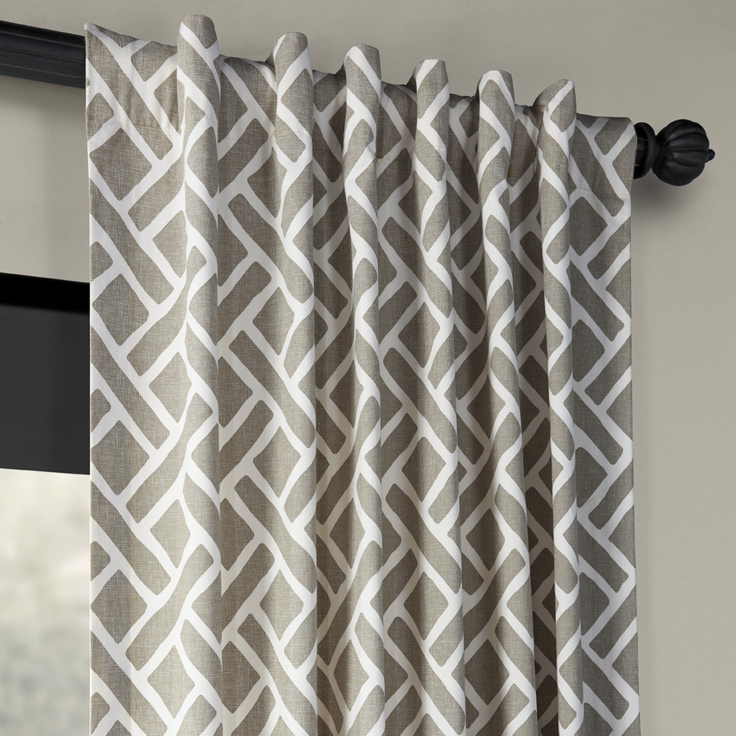 Martinique Taupe Printed Cotton Curtain