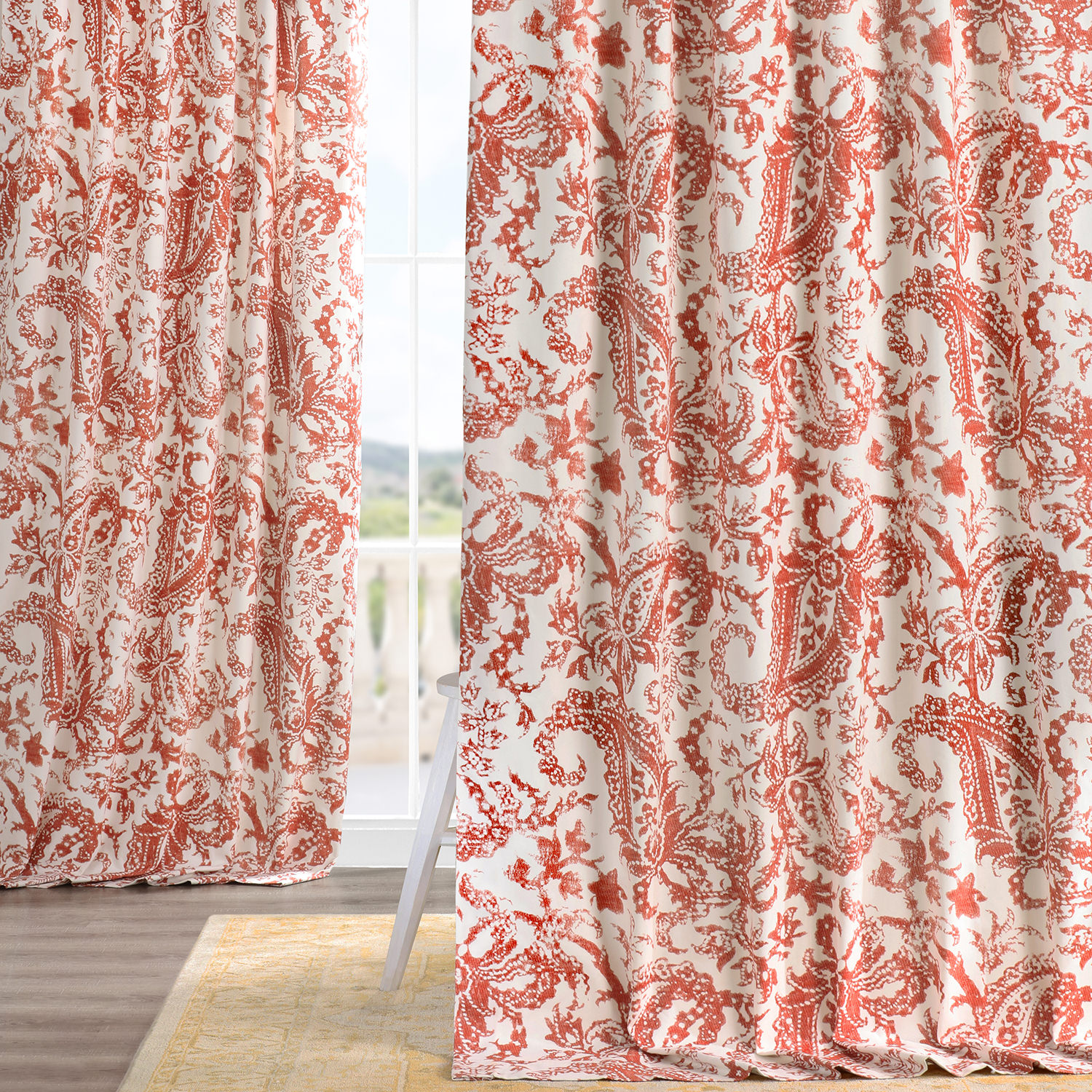 Edina Washed Rust Printed Cotton Curtain