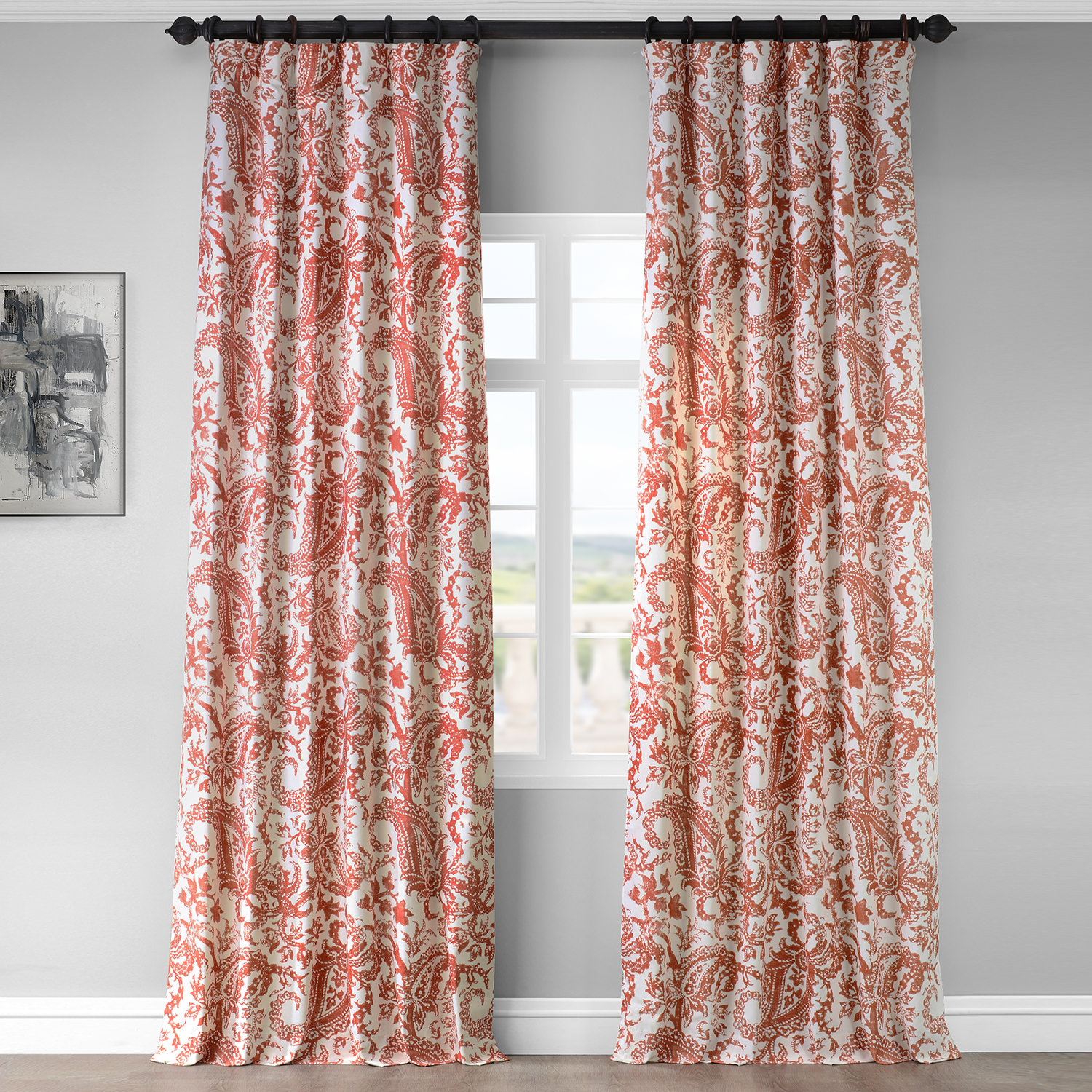 Edina Washed Rust Printed Cotton Curtain