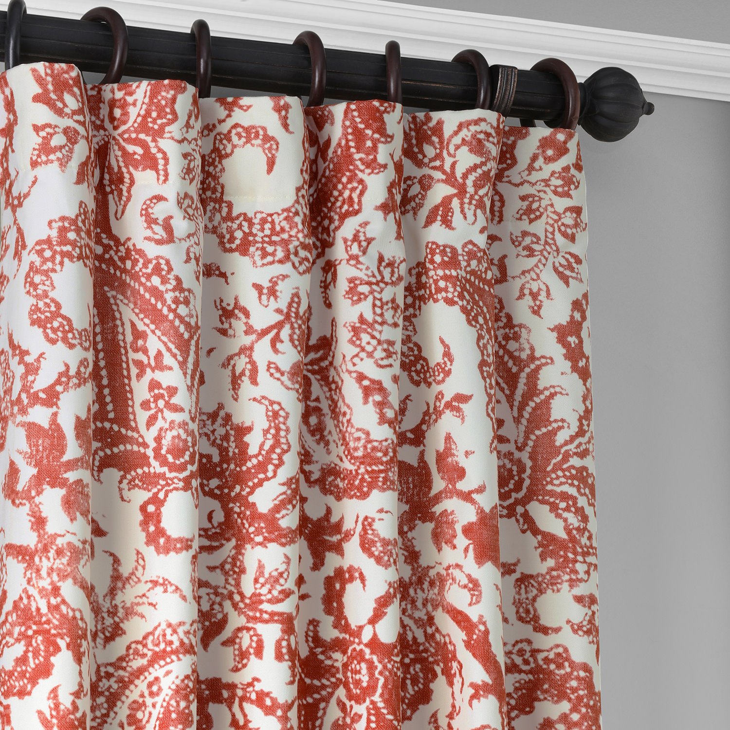 Edina Washed Rust Printed Cotton Curtain