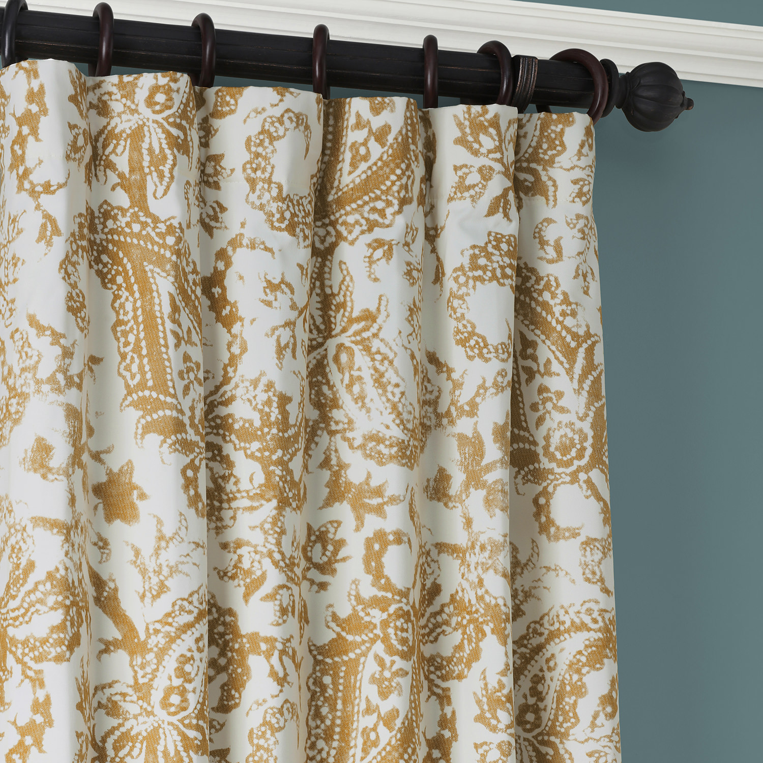 Edina Washed Mustard Printed Cotton Curtain