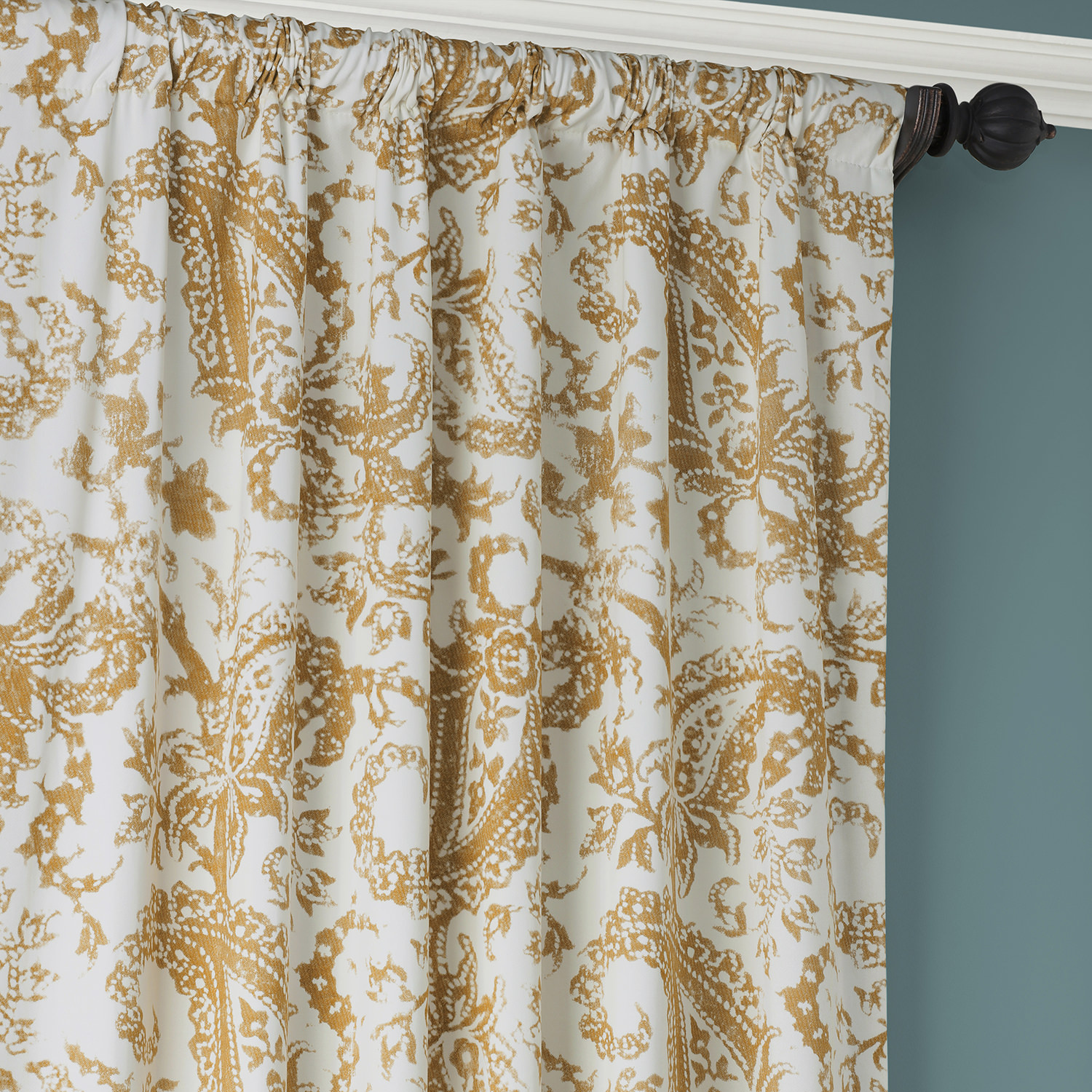 Edina Washed Mustard Printed Cotton Curtain