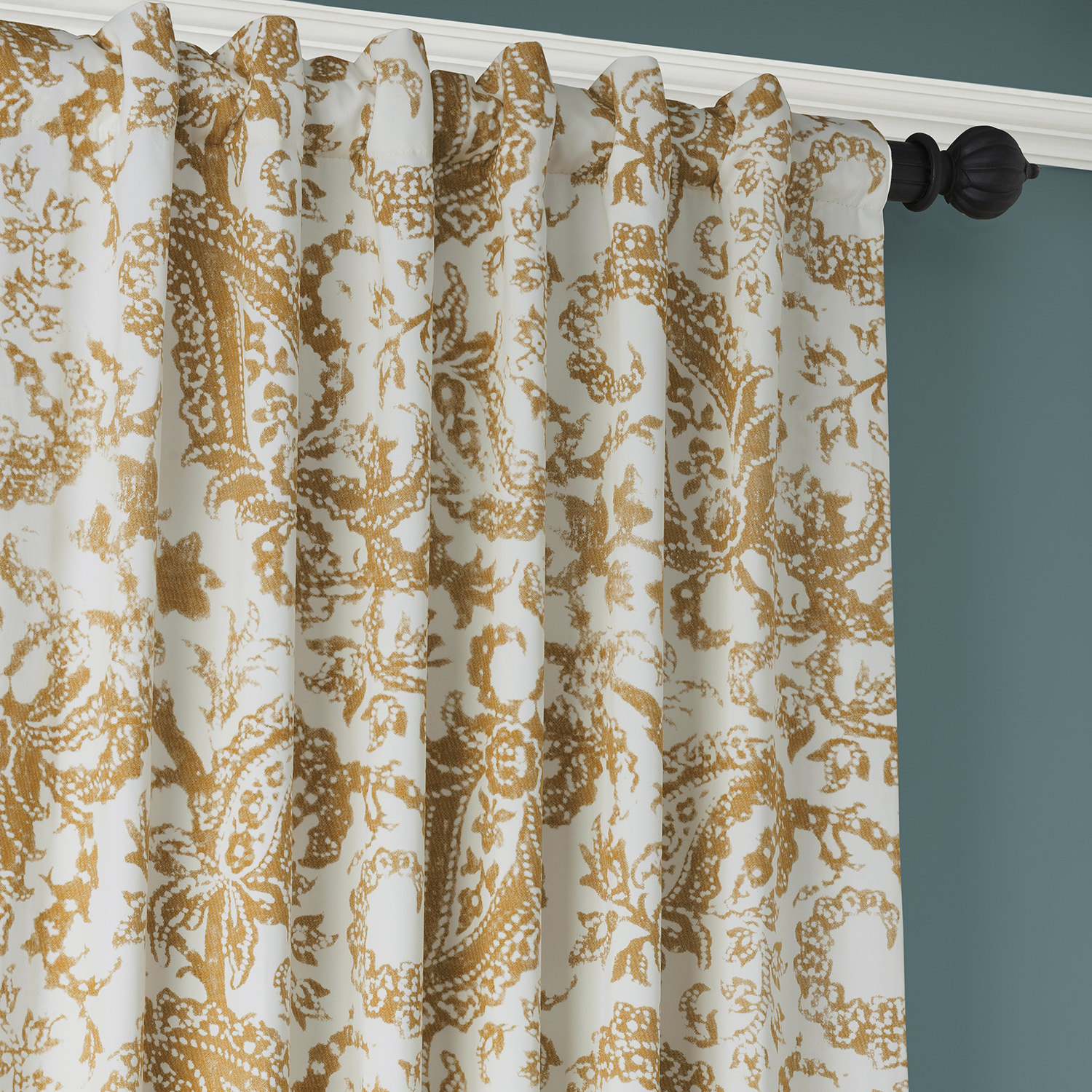 Edina Washed Mustard Printed Cotton Curtain