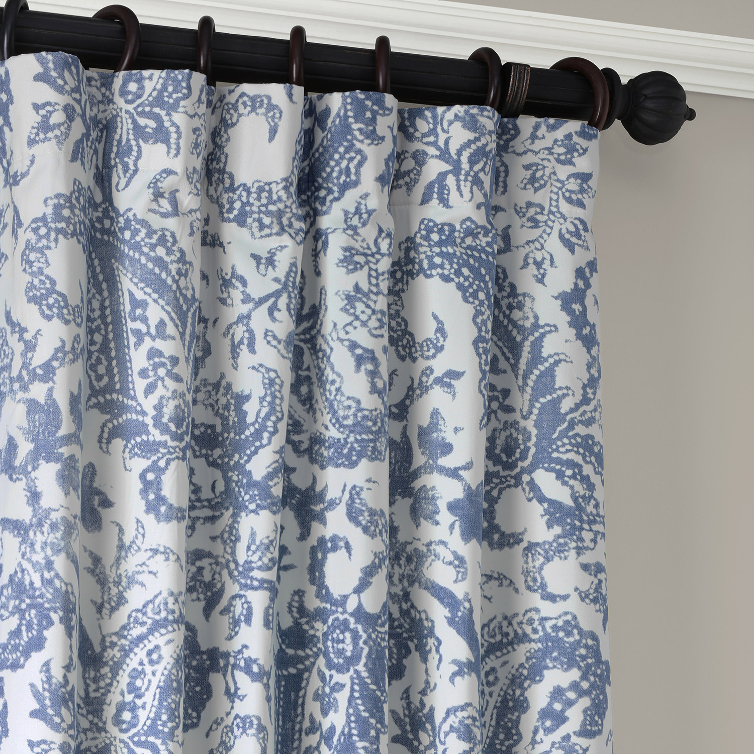 Edina Washed Blue Printed Cotton Curtain