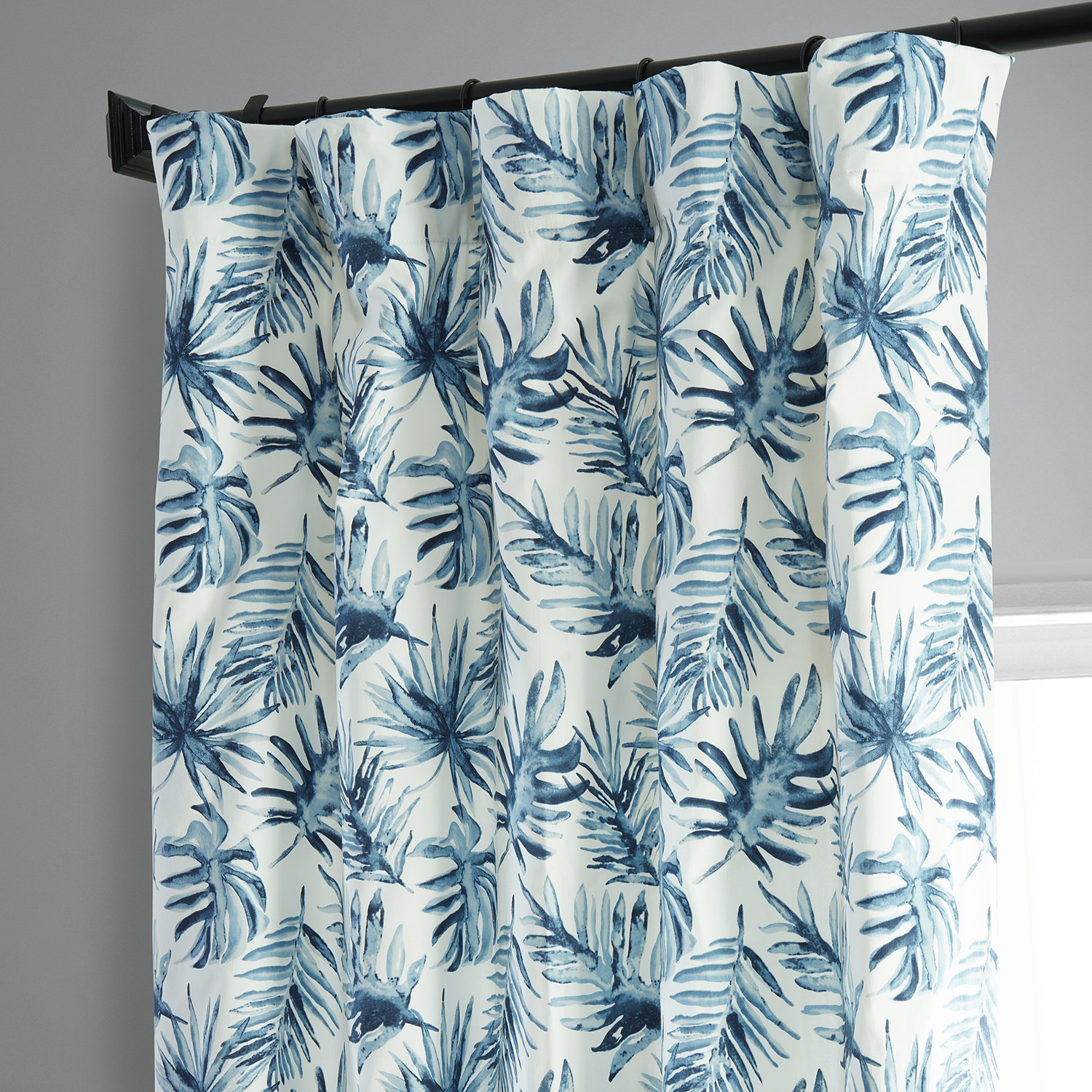 Artemis Blue Printed Cotton Curtain