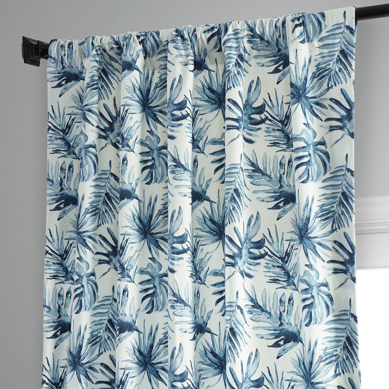 Artemis Blue Printed Cotton Curtain