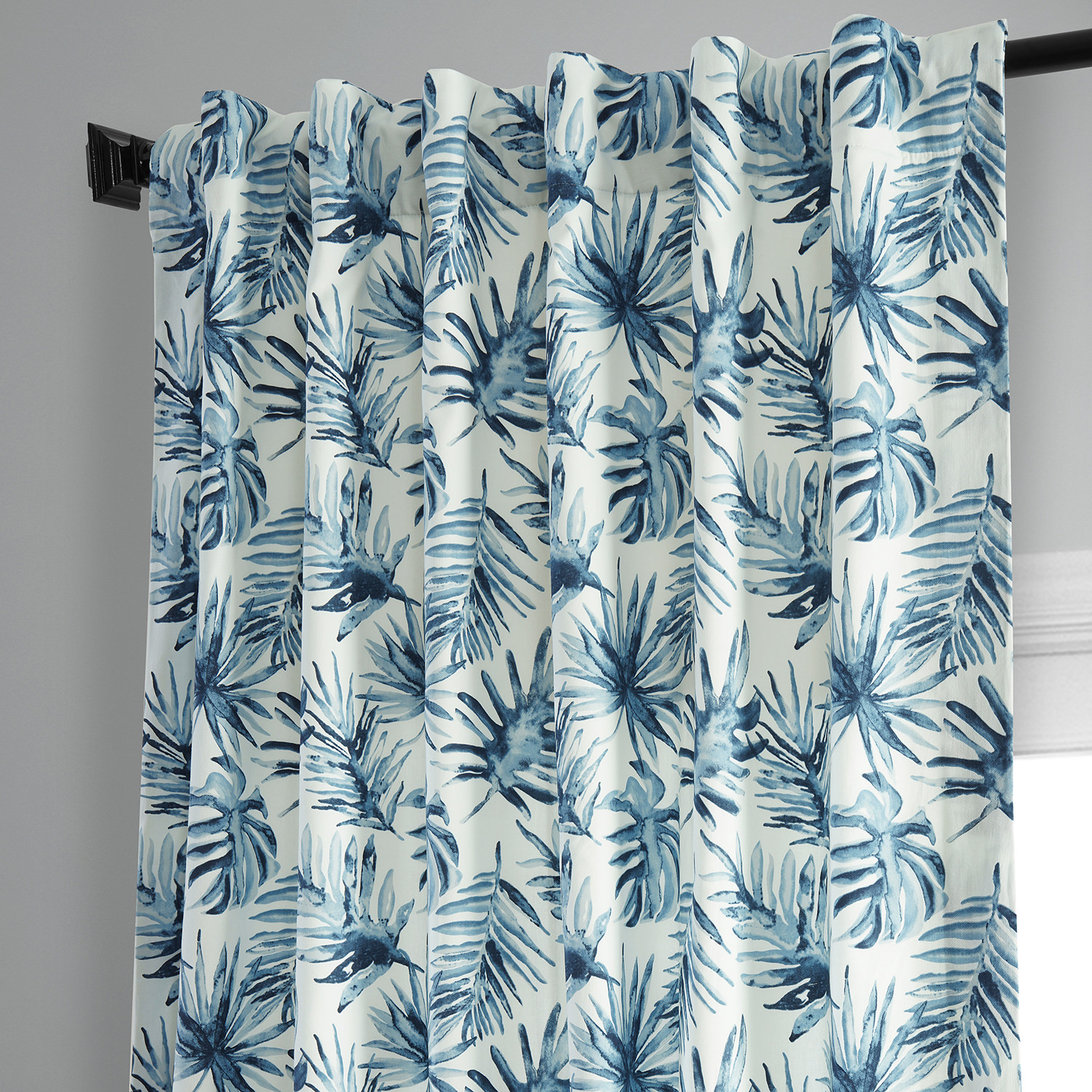 Artemis Blue Printed Cotton Curtain