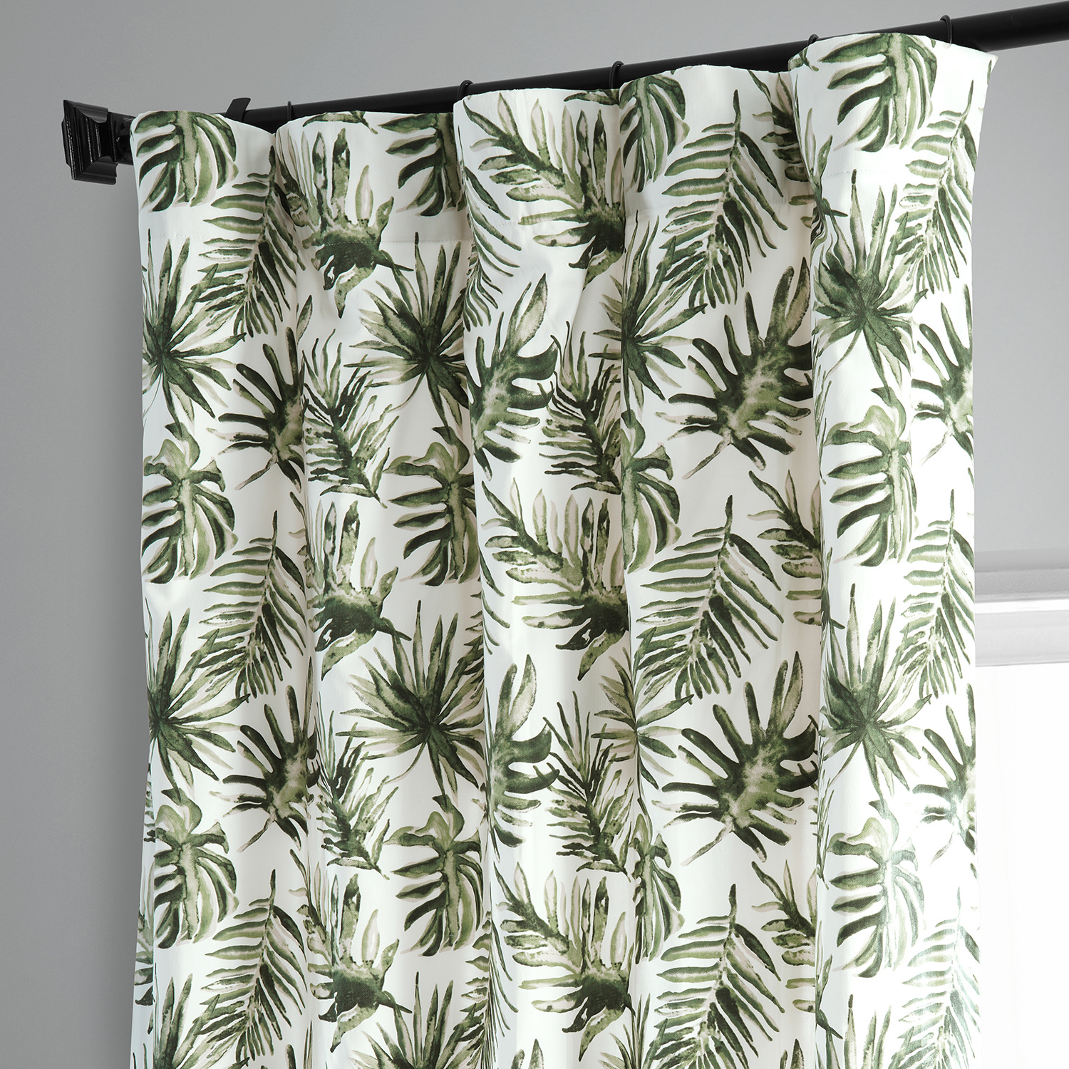 Artemis Olive Green Printed Cotton Curtain