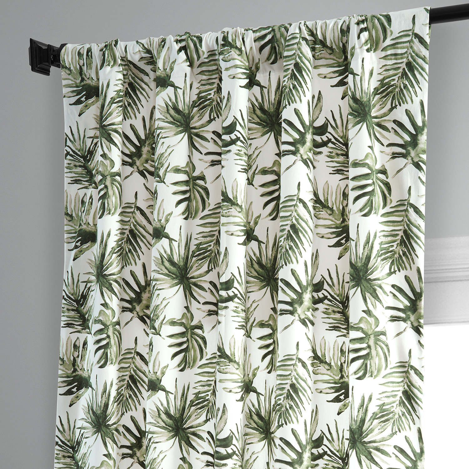 Artemis Olive Green Printed Cotton Curtain