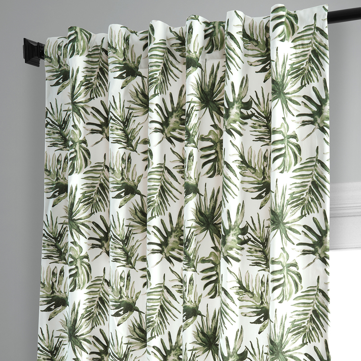 Artemis Olive Green Printed Cotton Curtain