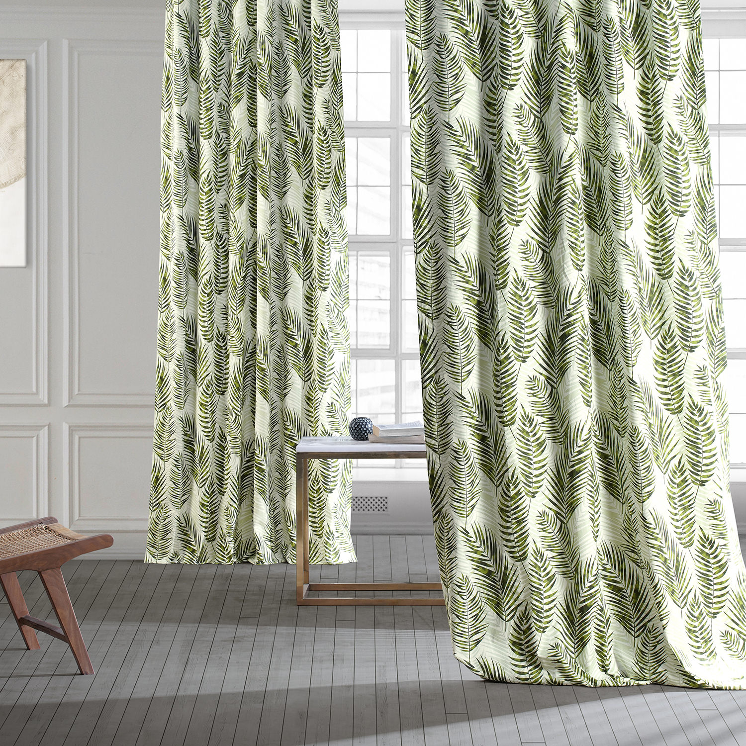 Kupala Eternal Green Printed Cotton Curtain