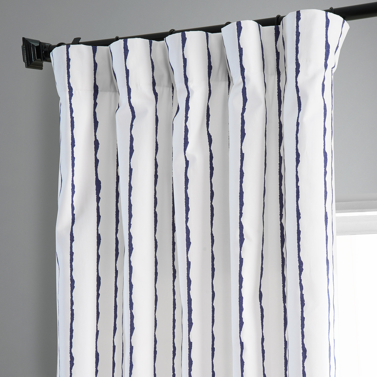 Sharkskin Blue Stripe Printed Cotton Curtain