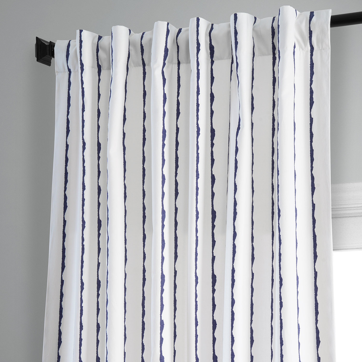 Sharkskin Blue Stripe Printed Cotton Curtain