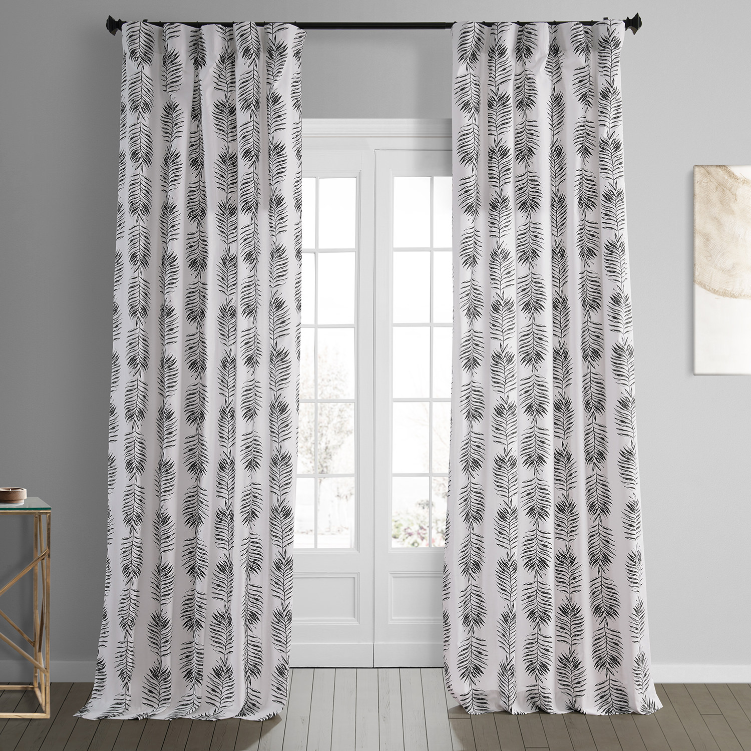 Sago Black Ink Printed Cotton Curtain